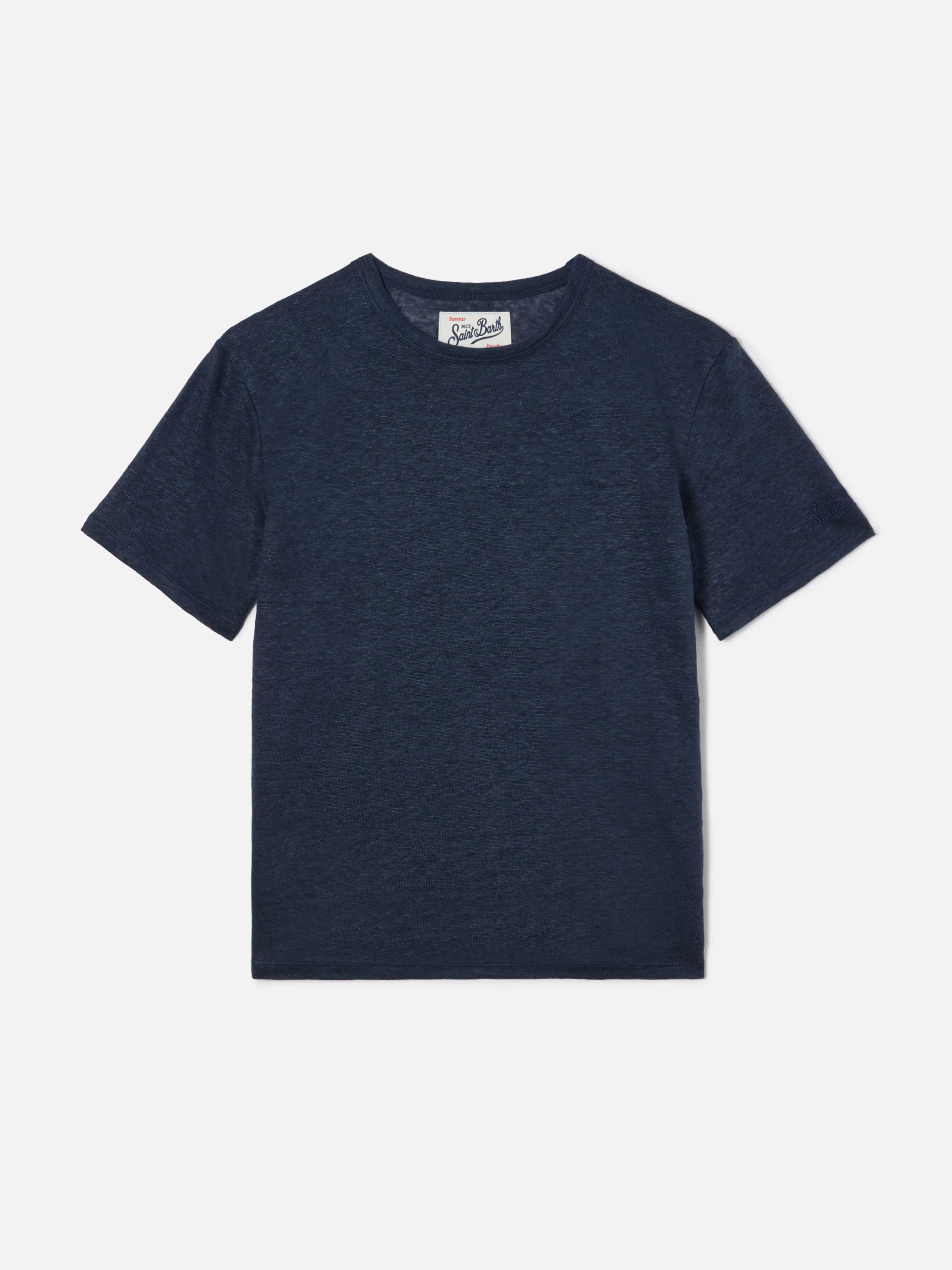 T-shirt Alex in puro lino blu navy