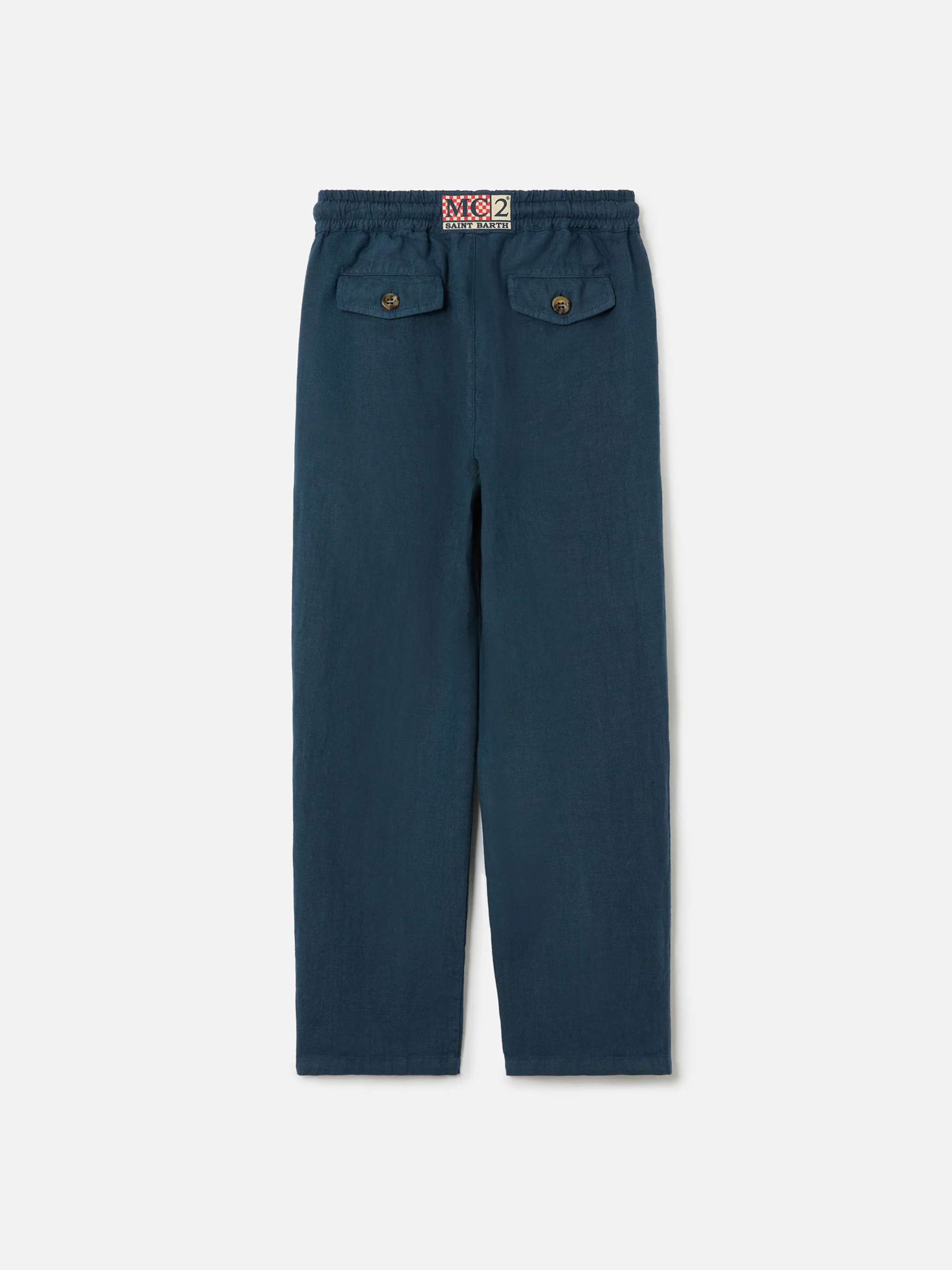 Pantaloni Calais Jr in lino blu navy - Image 3