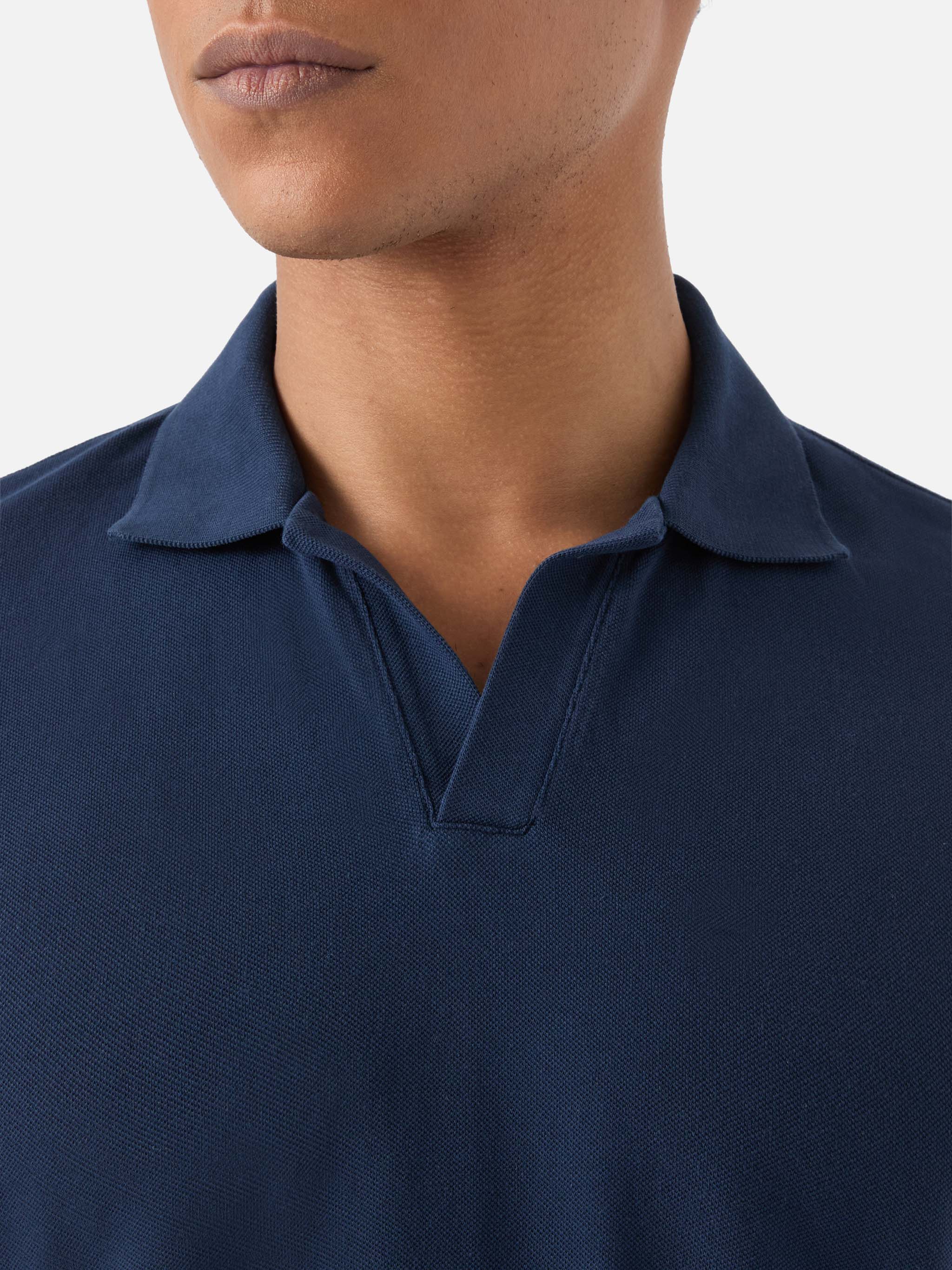 Polo Charles in piquet di cotone blu navy - Image 2