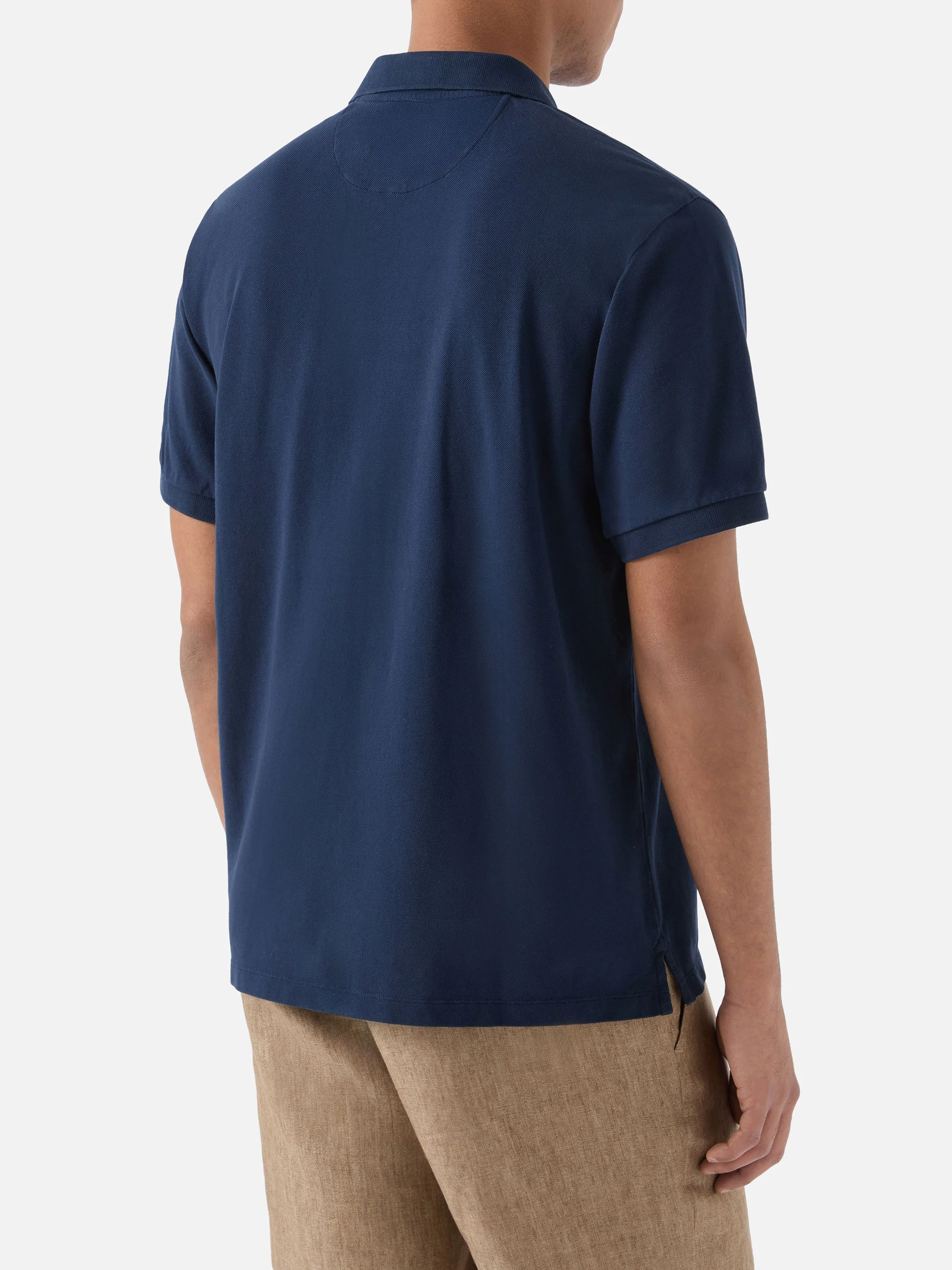 Polo Charles in piquet di cotone blu navy - Image 3