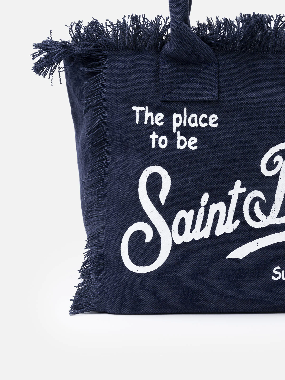 Borsa a spalla Vanity in canvas di cotone blue navy - Image 3