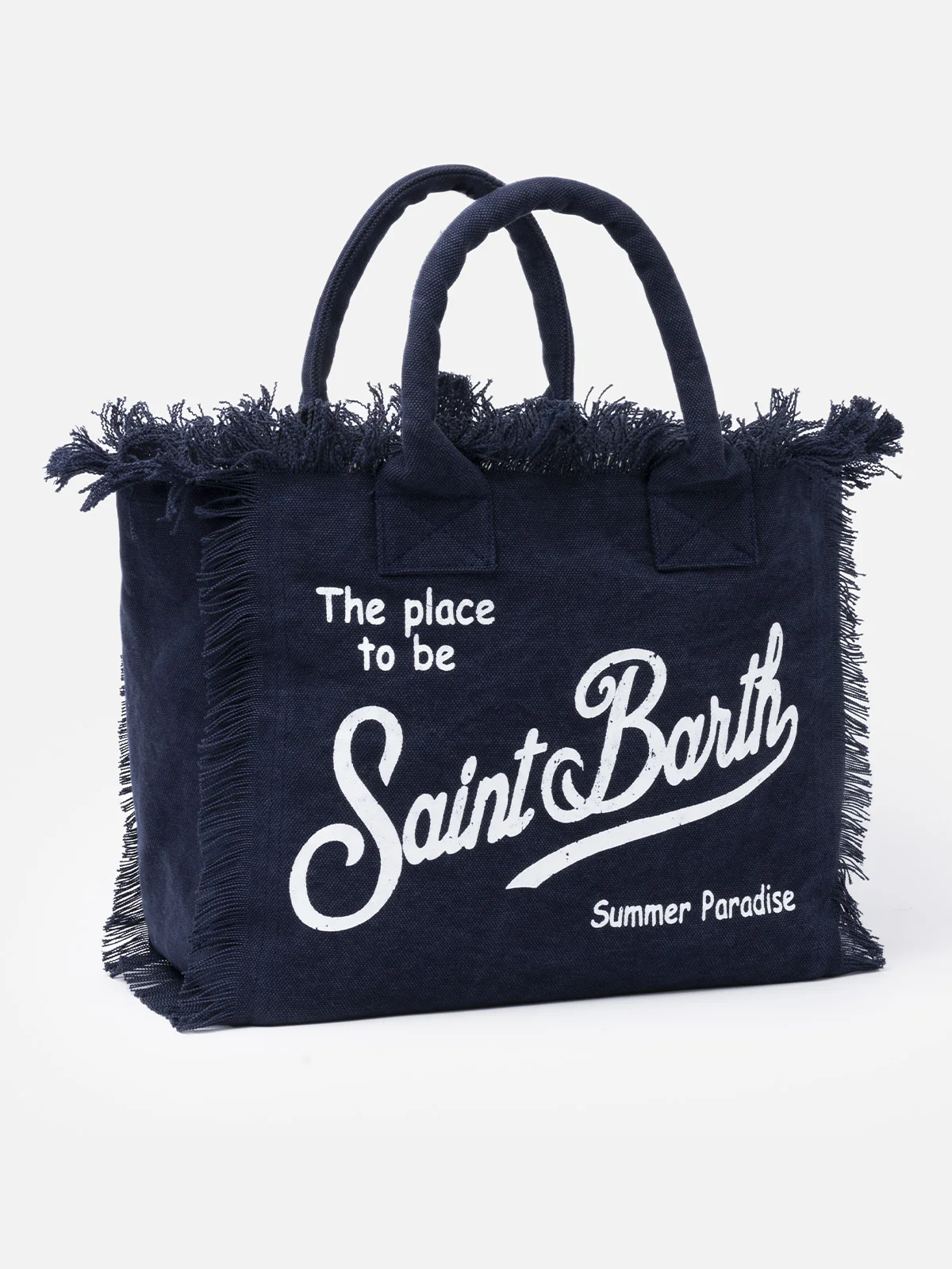 Borsa a spalla Vanity in canvas di cotone blue navy - Image 4