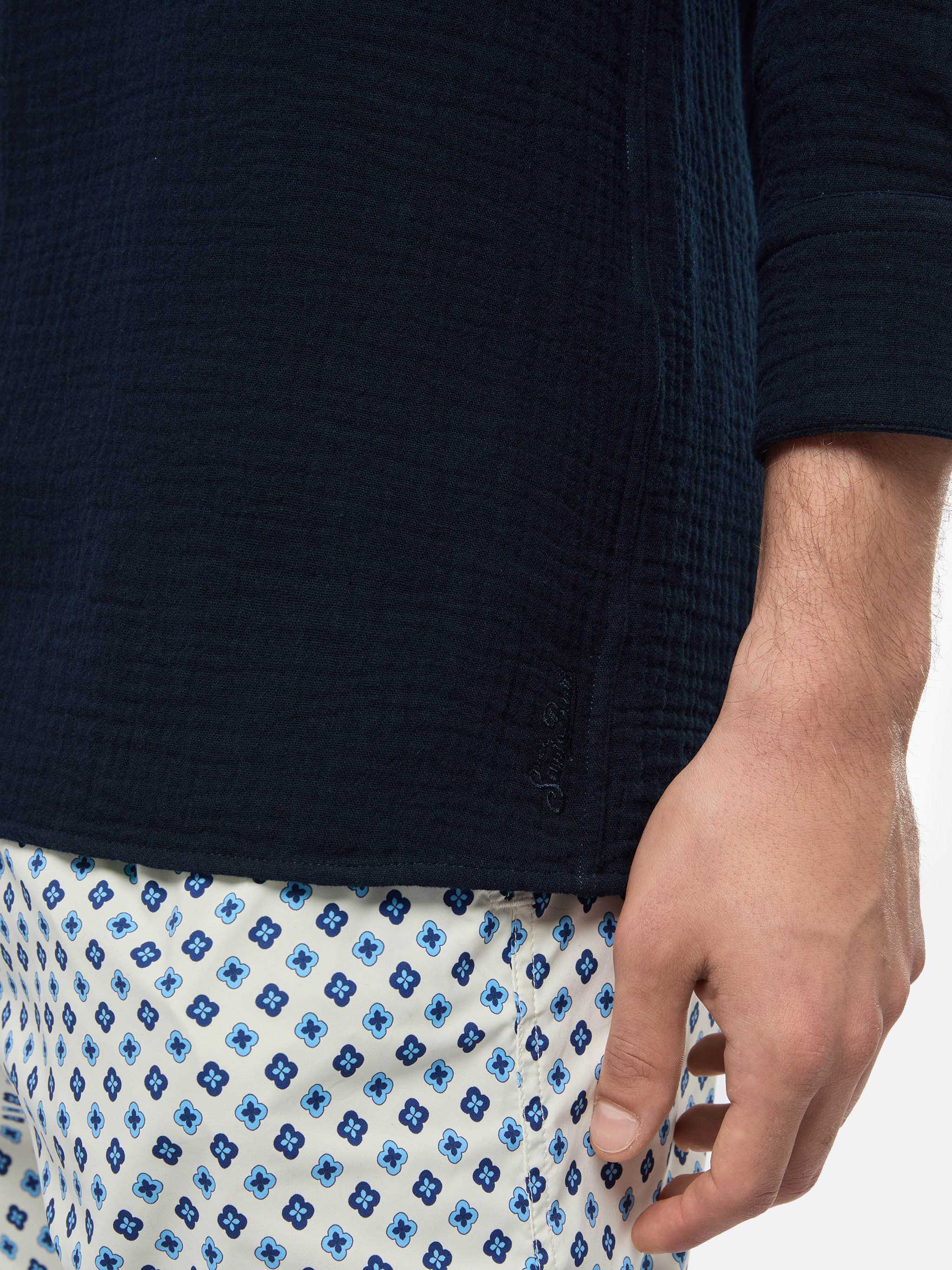 Polo Ventotene in garza di cotone blu navy - Image 2