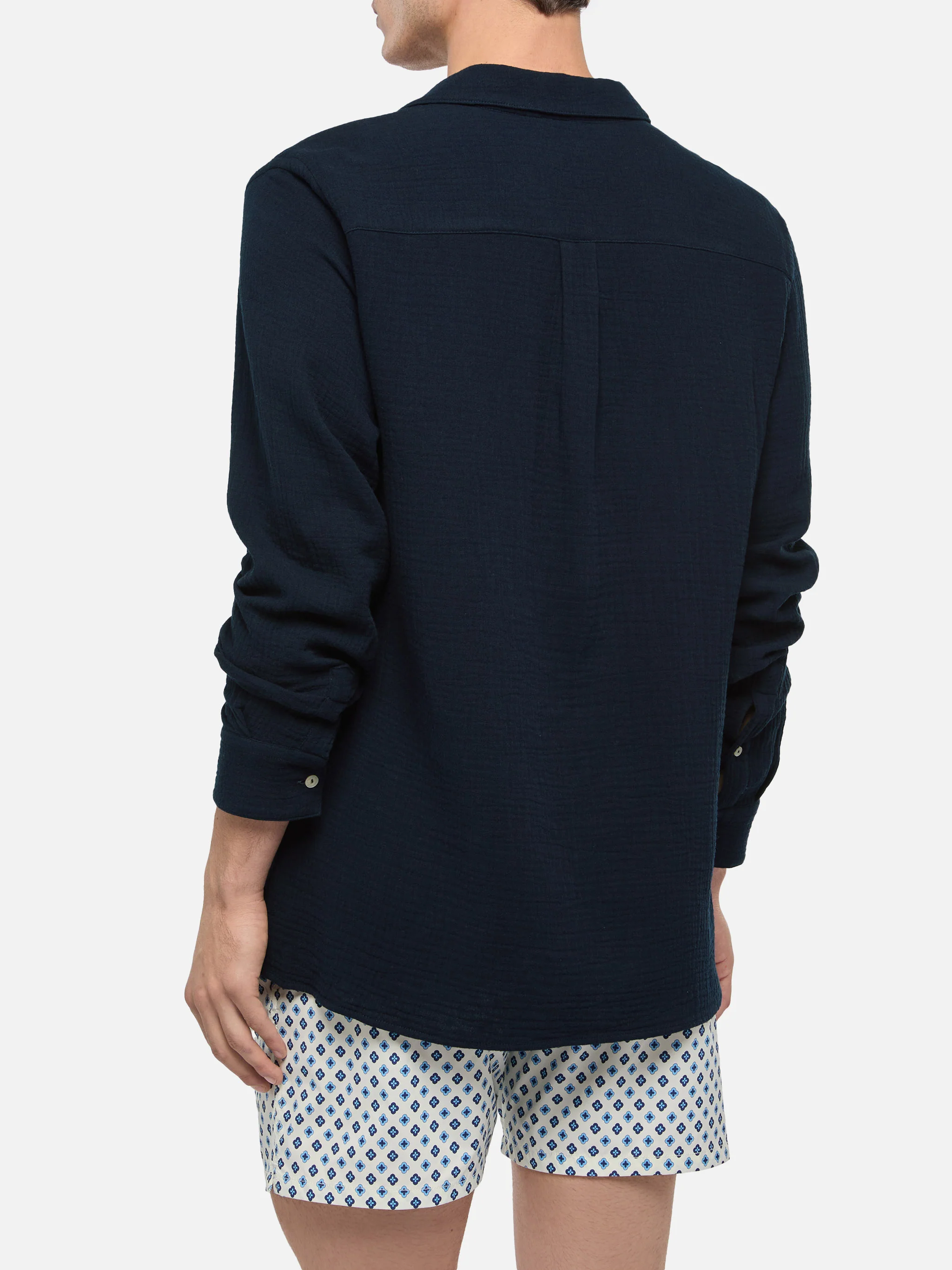 Polo Ventotene in garza di cotone blu navy - Image 3
