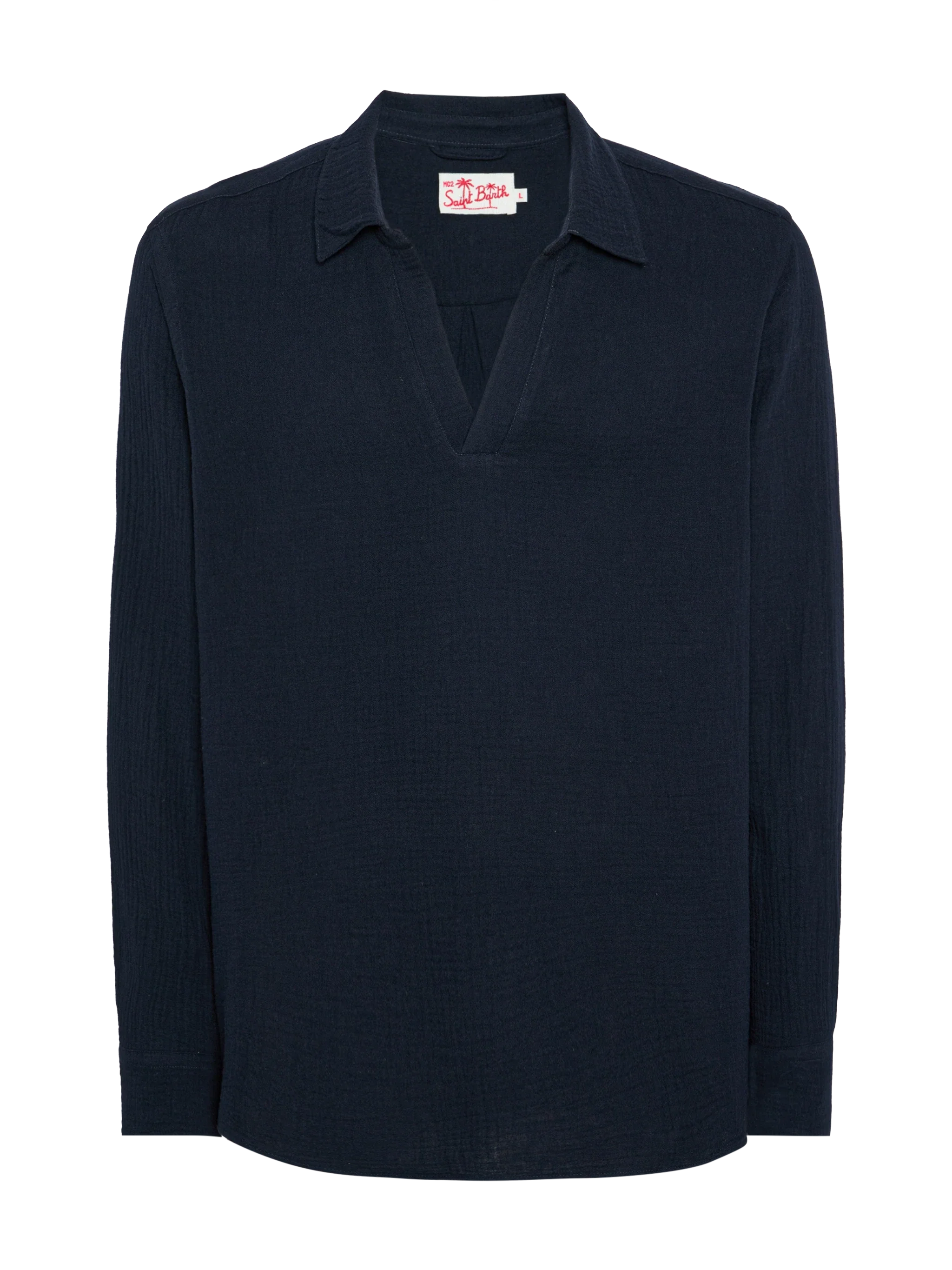 Polo Ventotene in garza di cotone blu navy - Image 4