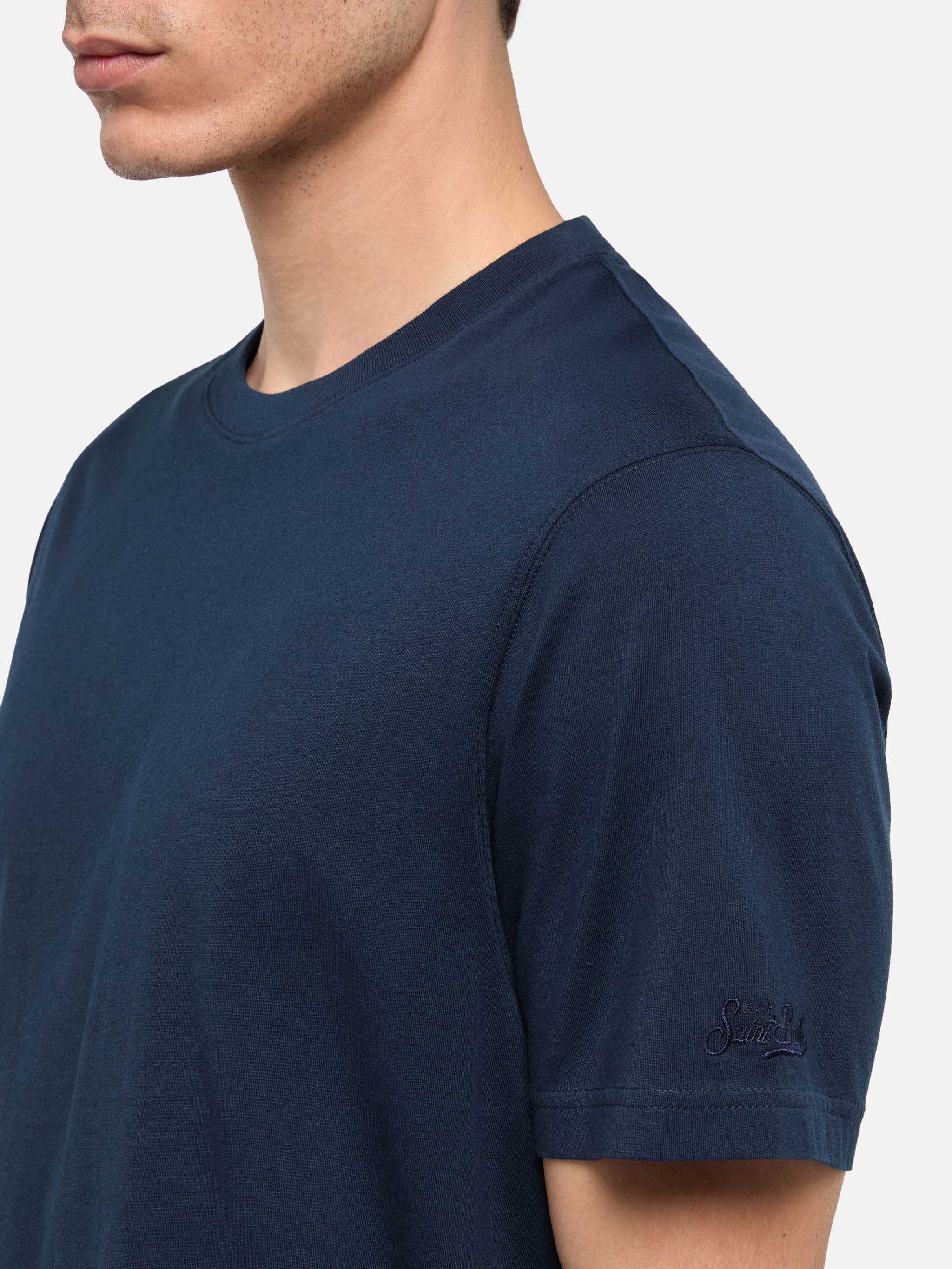Tshirt Dover in jersey di cotone blu navy con ricamo St. Barth - Image 3