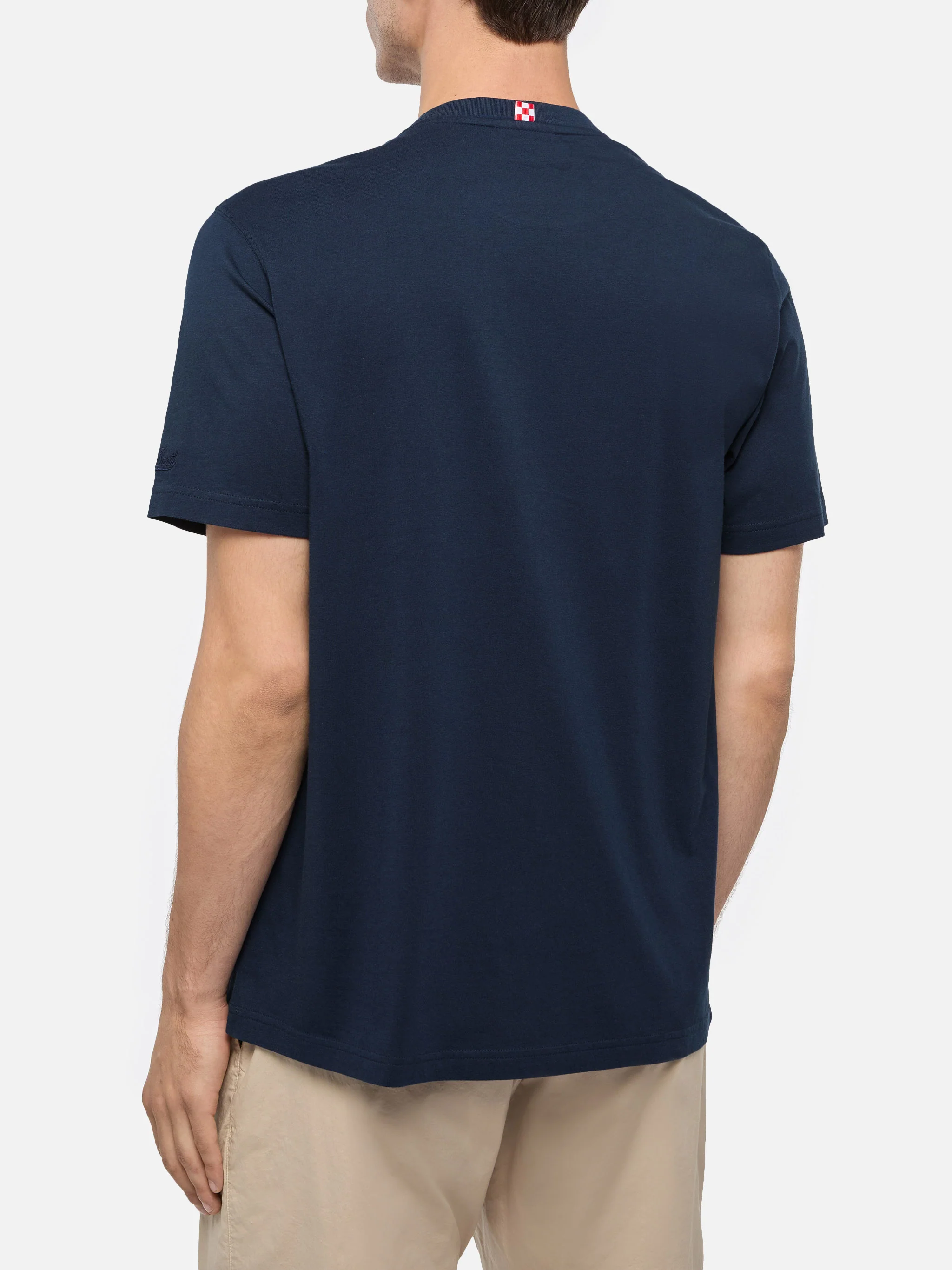 Tshirt Dover in jersey di cotone blu navy con ricamo St. Barth - Image 4