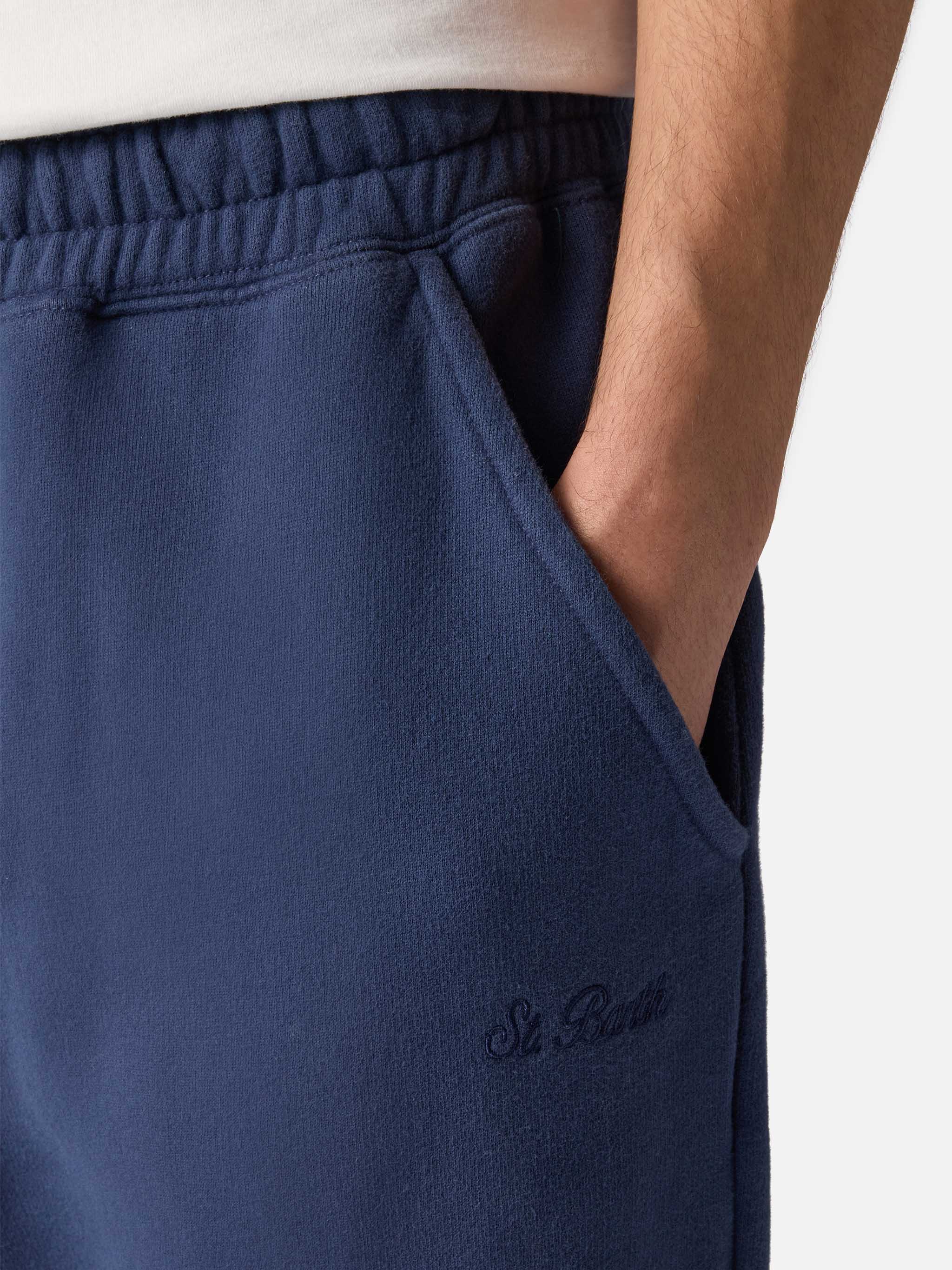 Pantaloni sportivi in cotone blu navy - Image 4