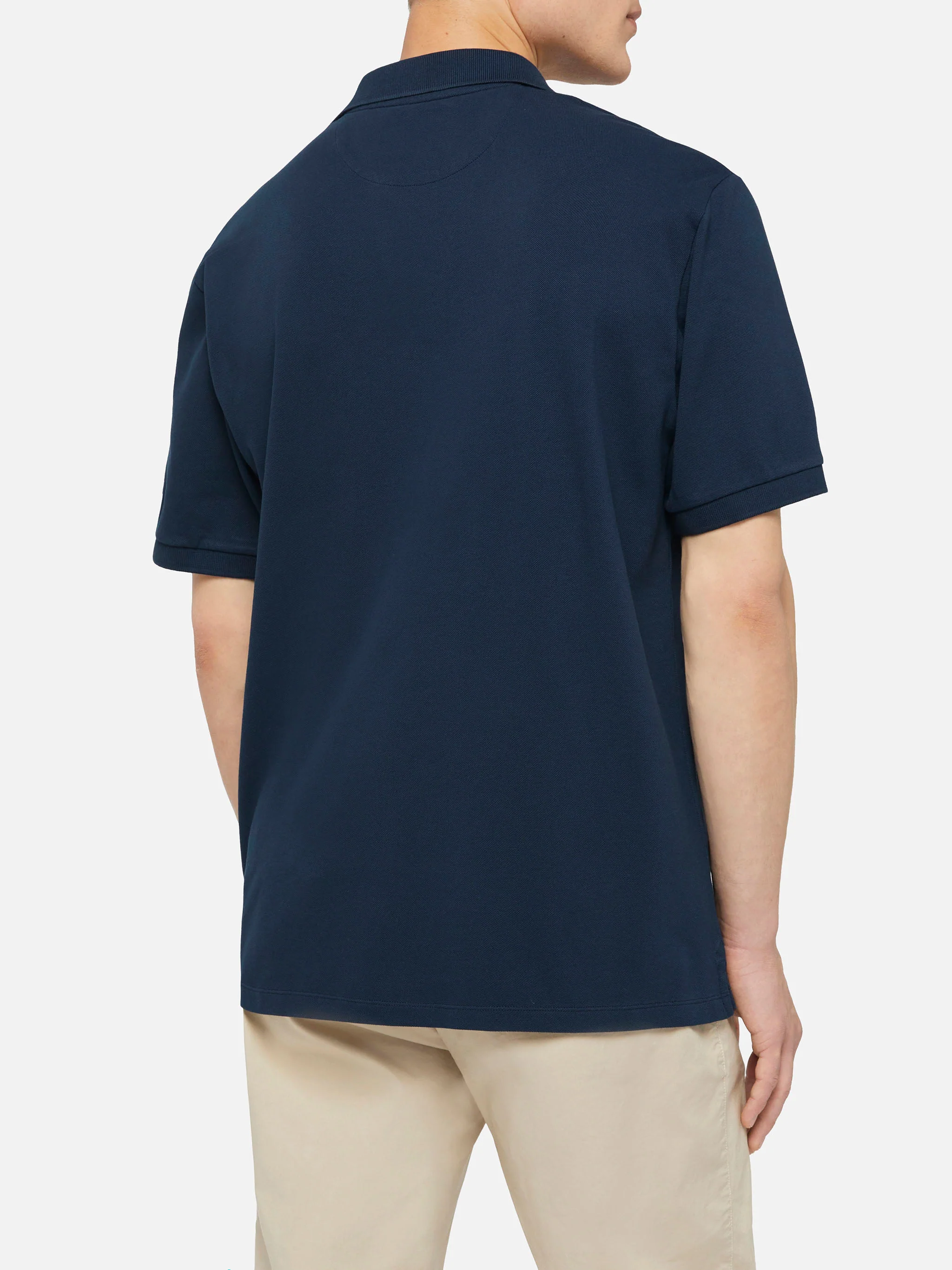 Polo Charles in piquet di cotone blu navy senza bottoni - Image 3