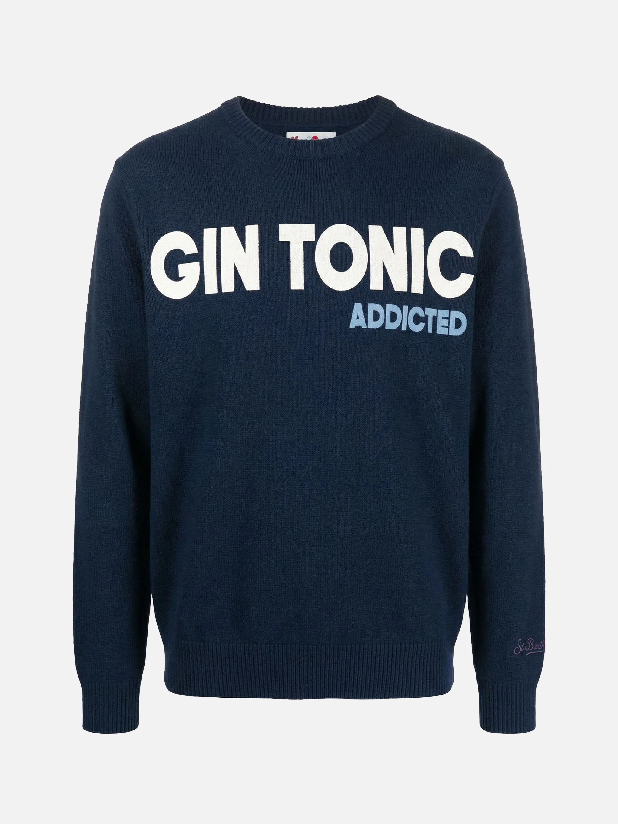 Girocollo Heron blu navy con jacquard Gin tonic addicted - Image 3