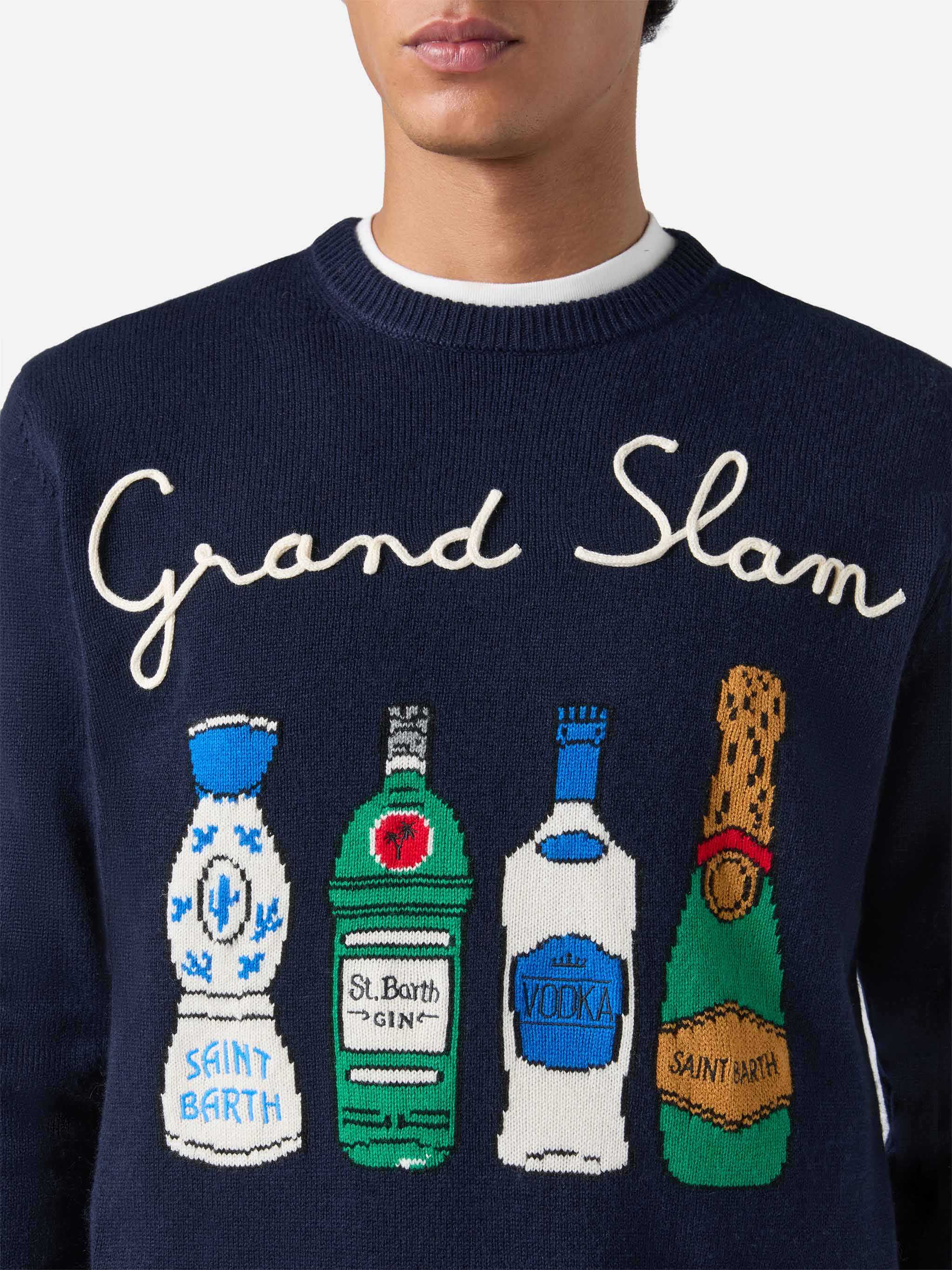 Girocollo Heron blu navy con ricamo Grand Slam - Image 2