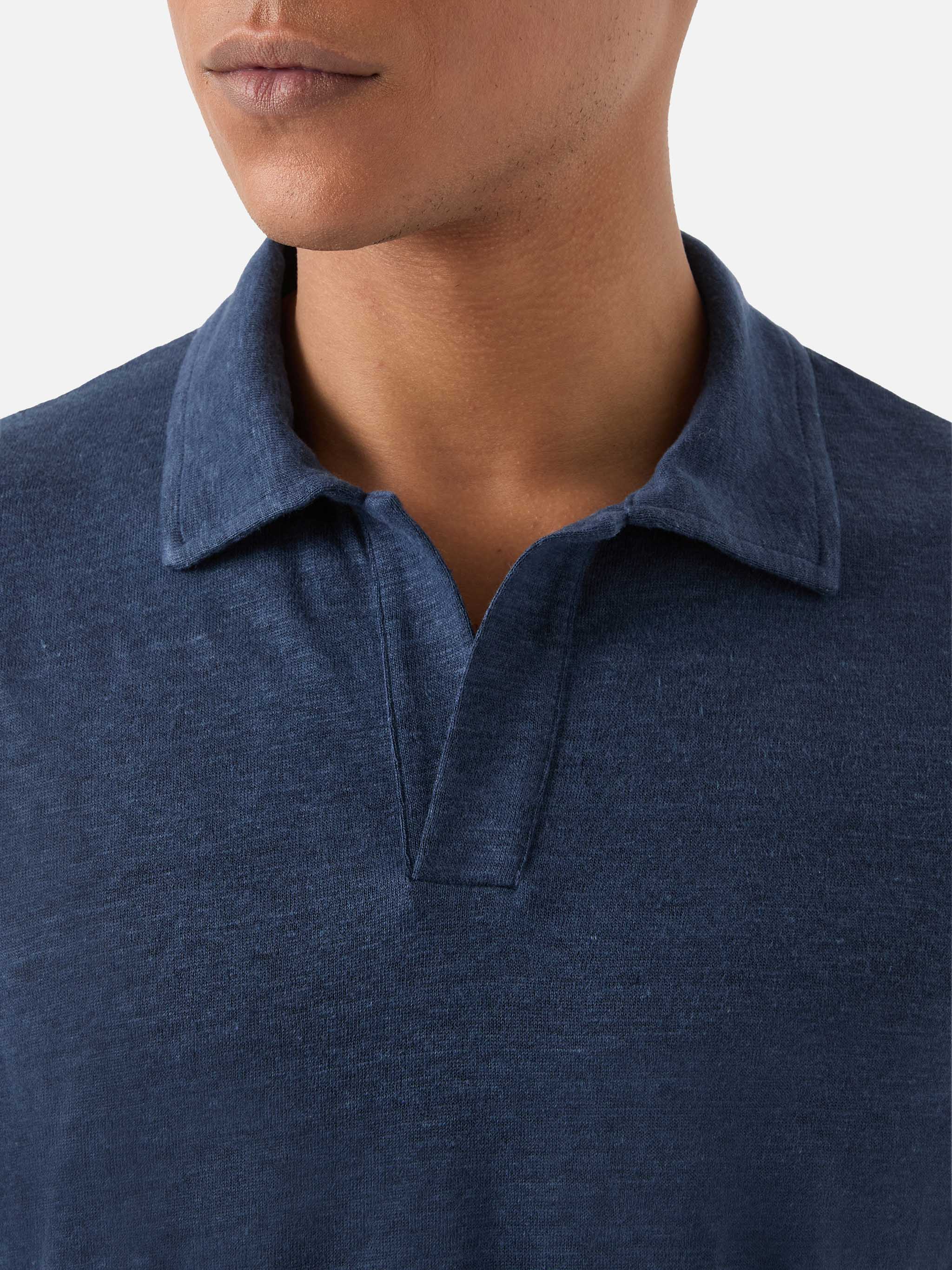 Polo Fraser in puro lino blu navy - Image 2