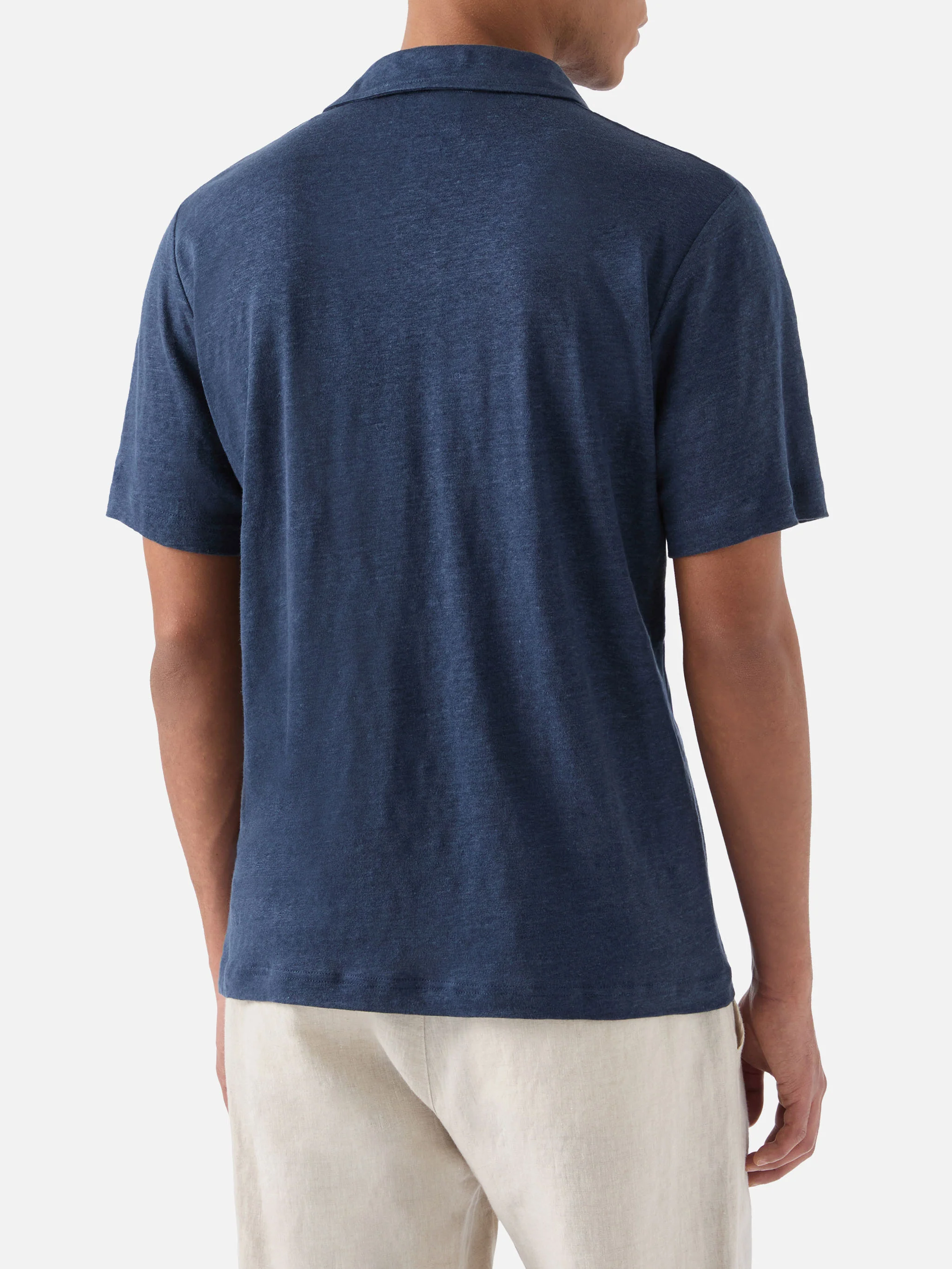 Polo Fraser in puro lino blu navy - Image 3