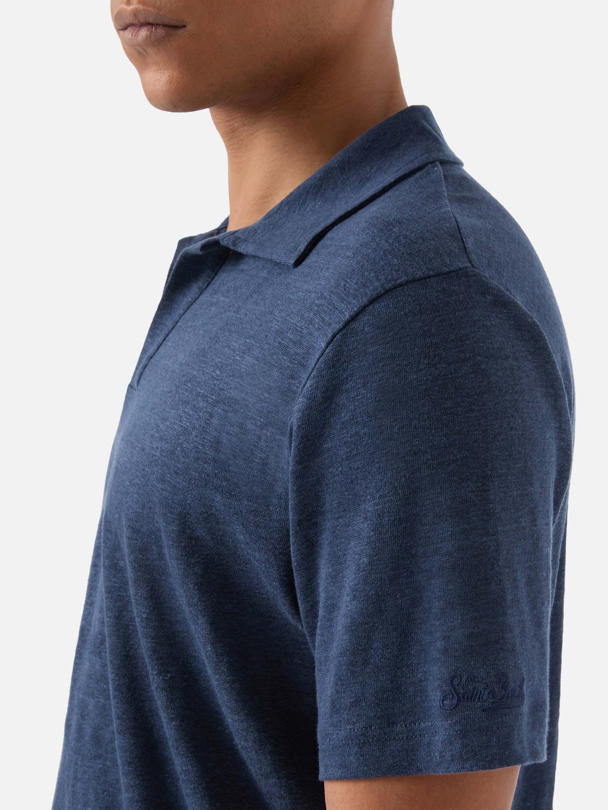 Polo Fraser in puro lino blu navy - Image 4