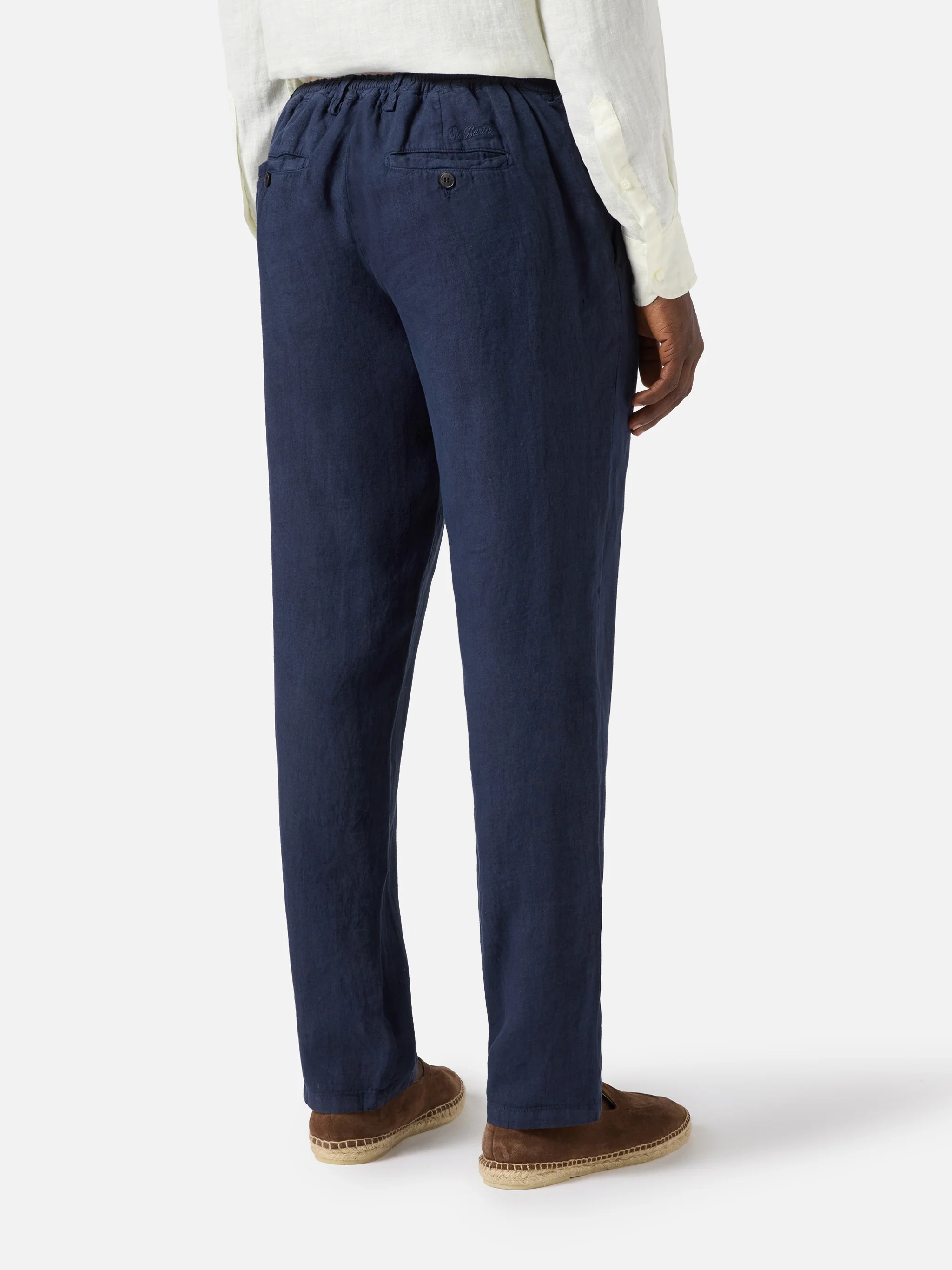 Pantalone Havier lungo in puro lino blu navy - Image 2