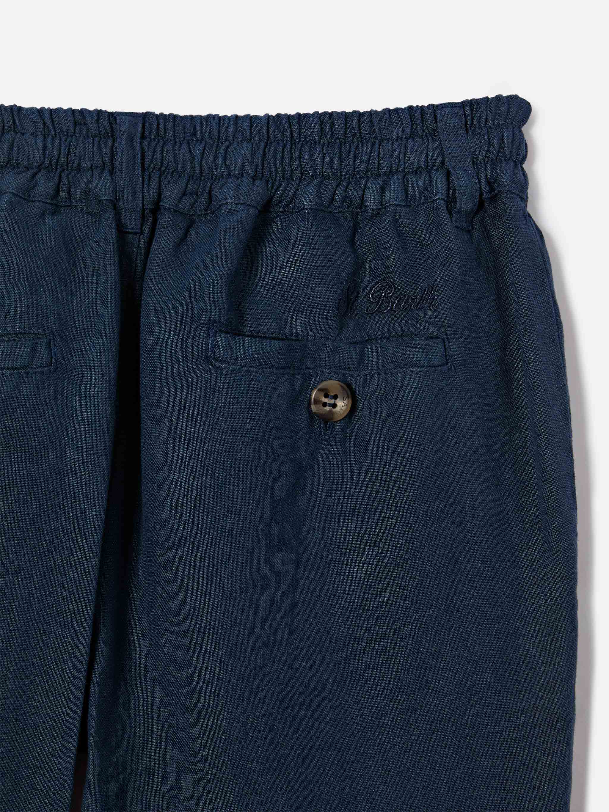 Shorts Ischia Jr in lino blu navy - Image 3