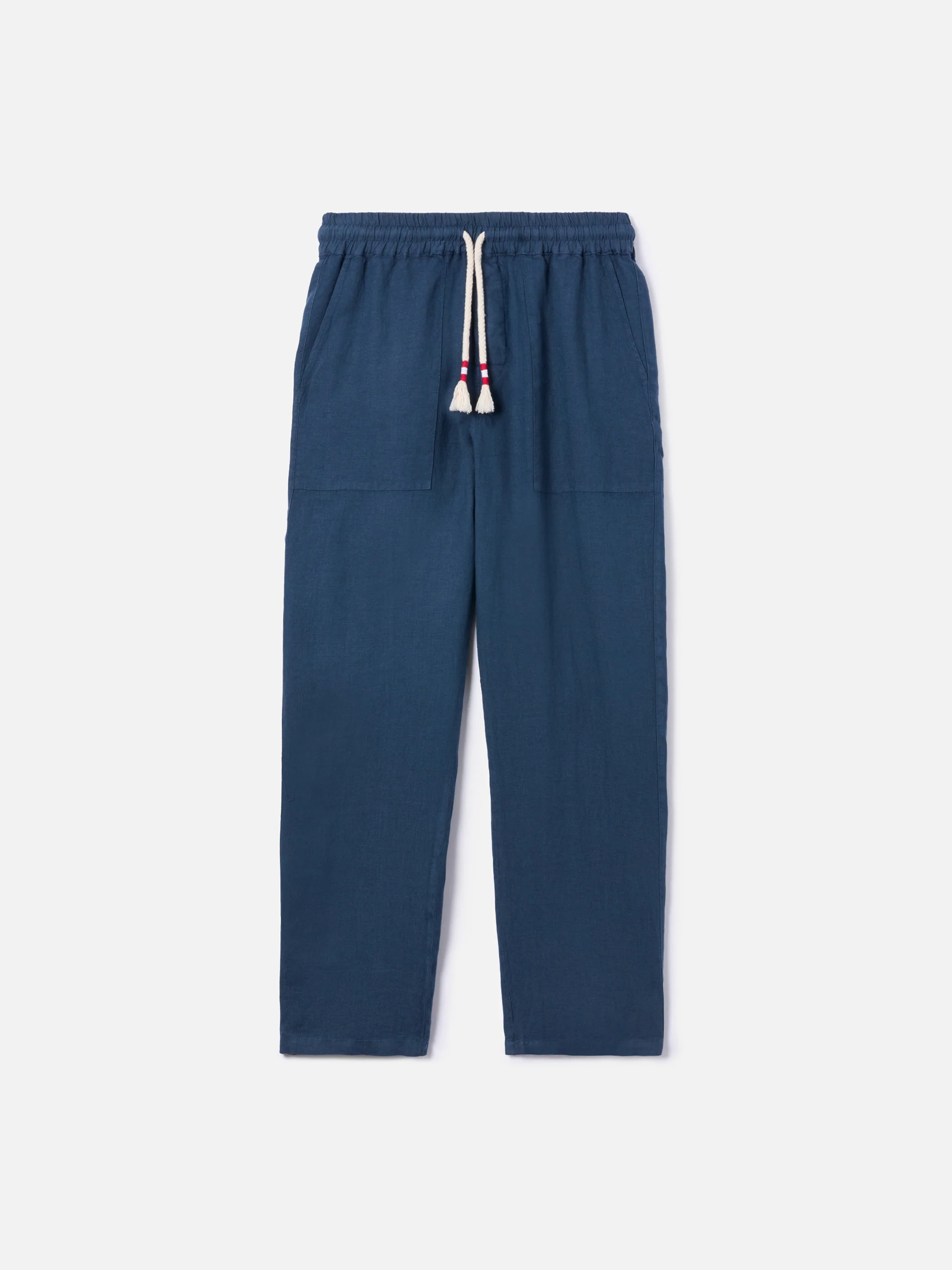 Pantaloni in lino blu navy Calais con coulisse - Image 5