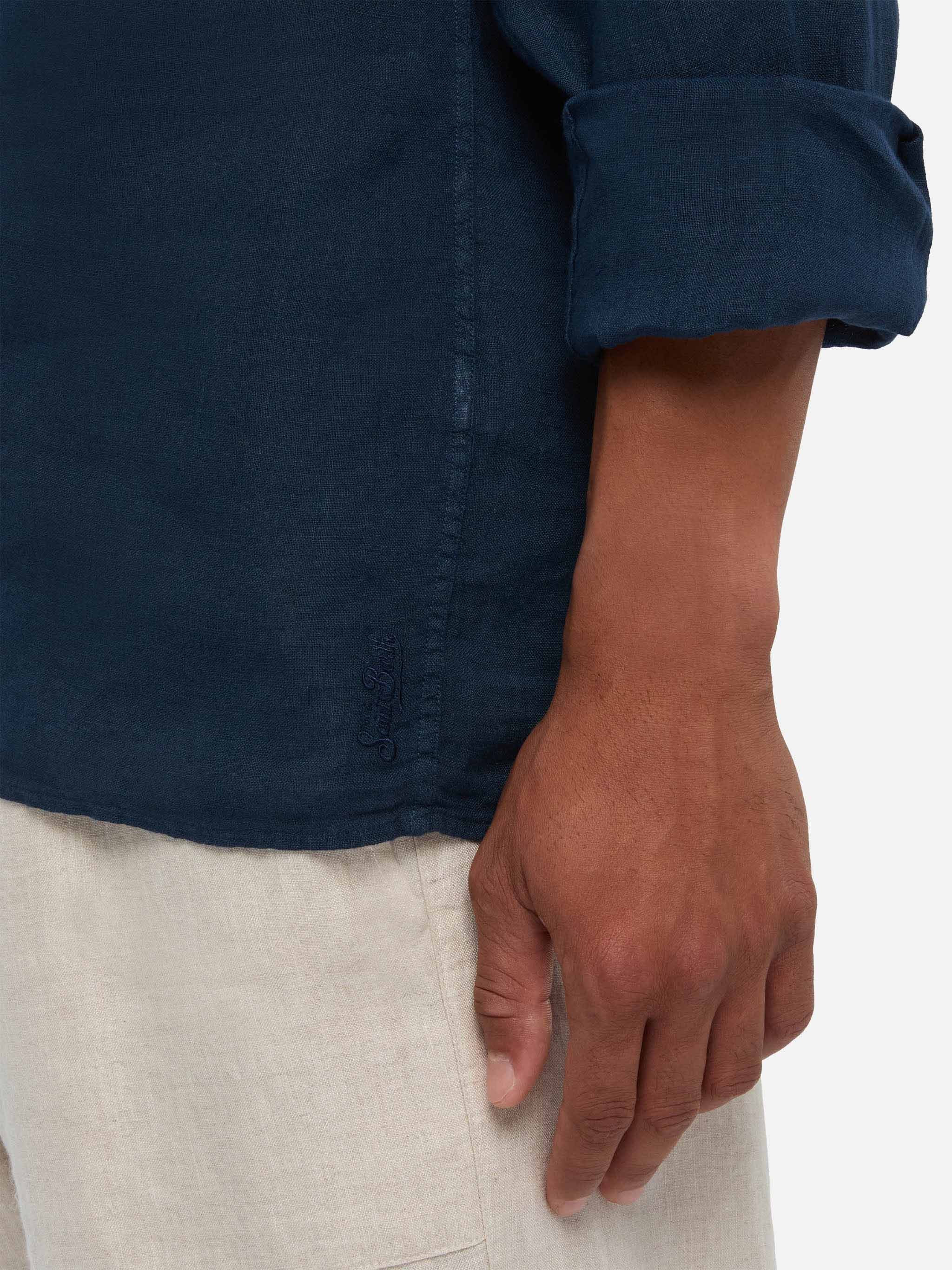 Polo Ventotene in lino blu navy - Image 2