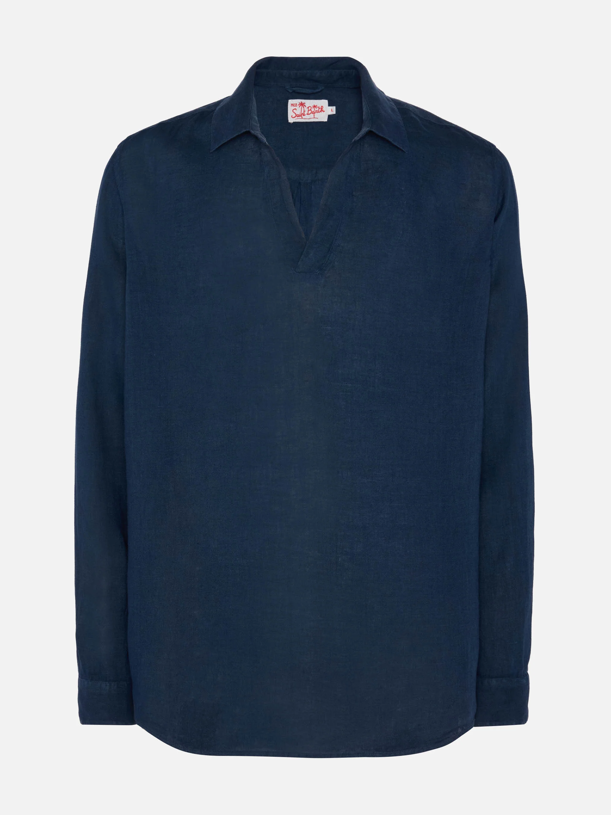 Polo Ventotene in lino blu navy - Image 4