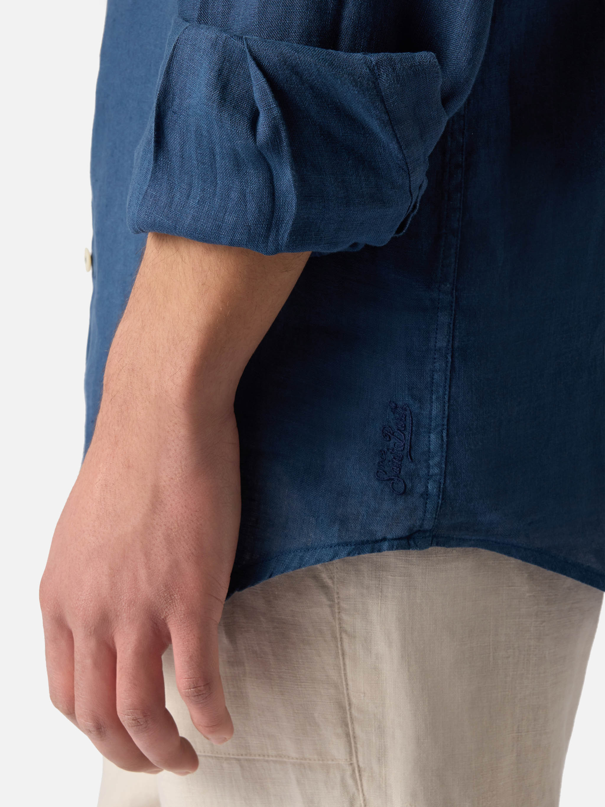 Camicia Pamplona in lino blu - Image 3