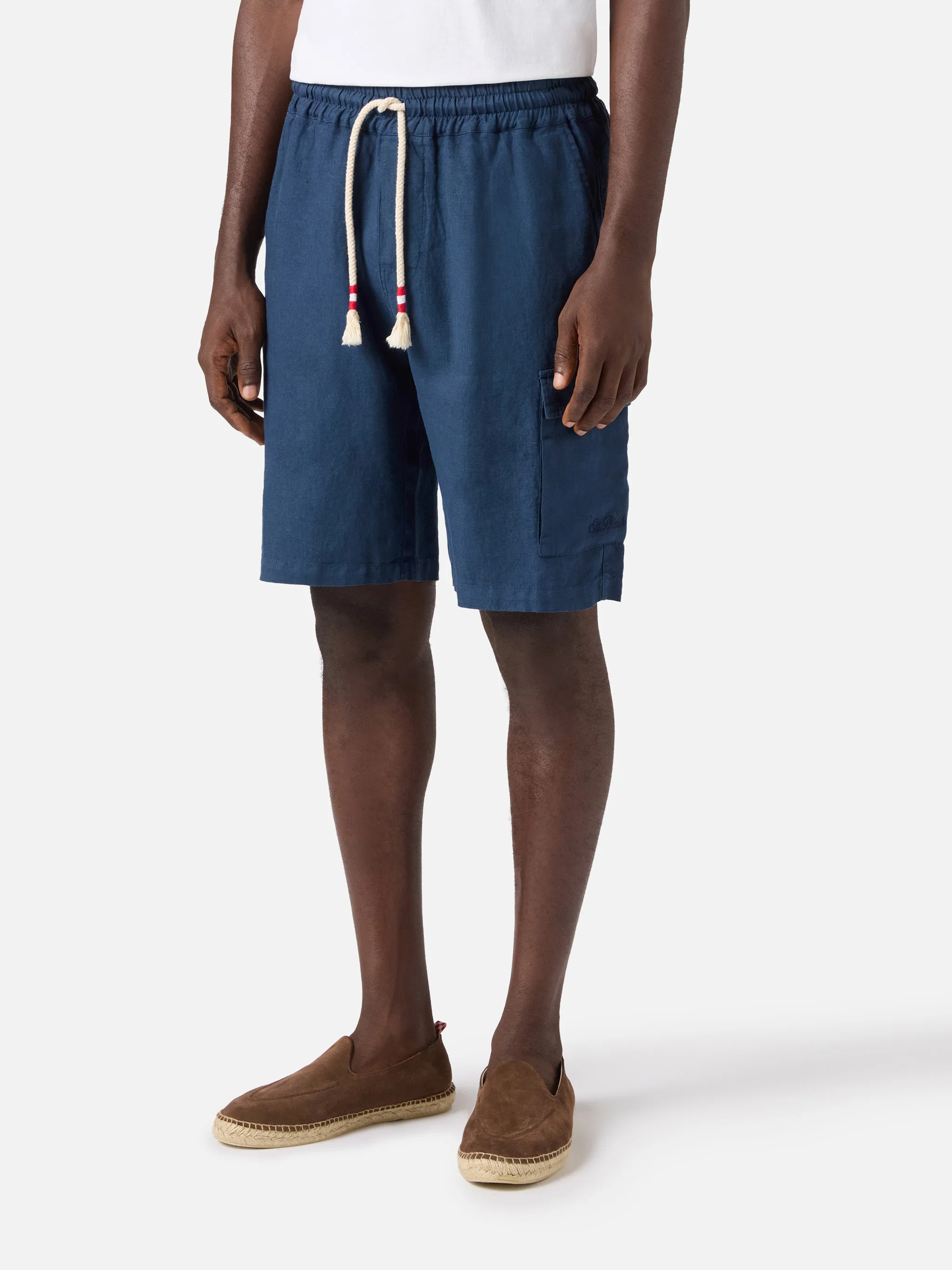 Bermuda Marseille in puro lino blu navy