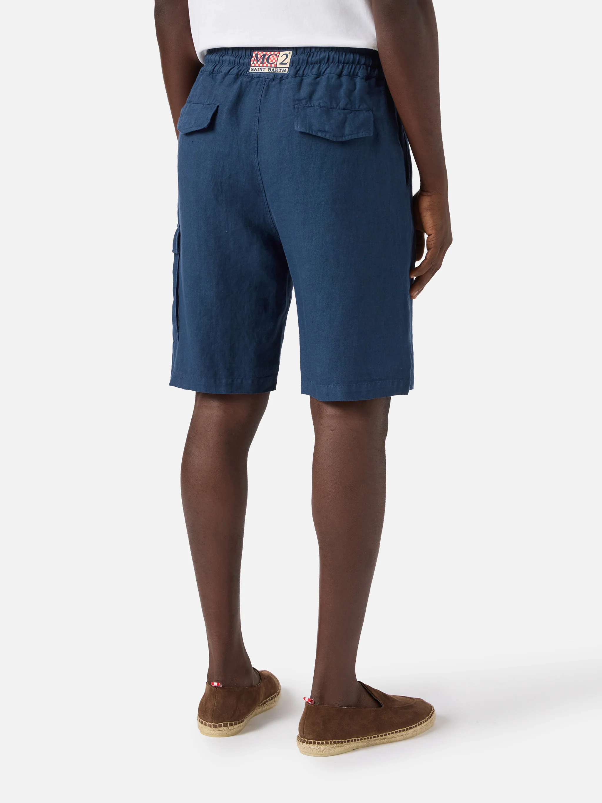 Bermuda Marseille in puro lino blu navy - Image 2