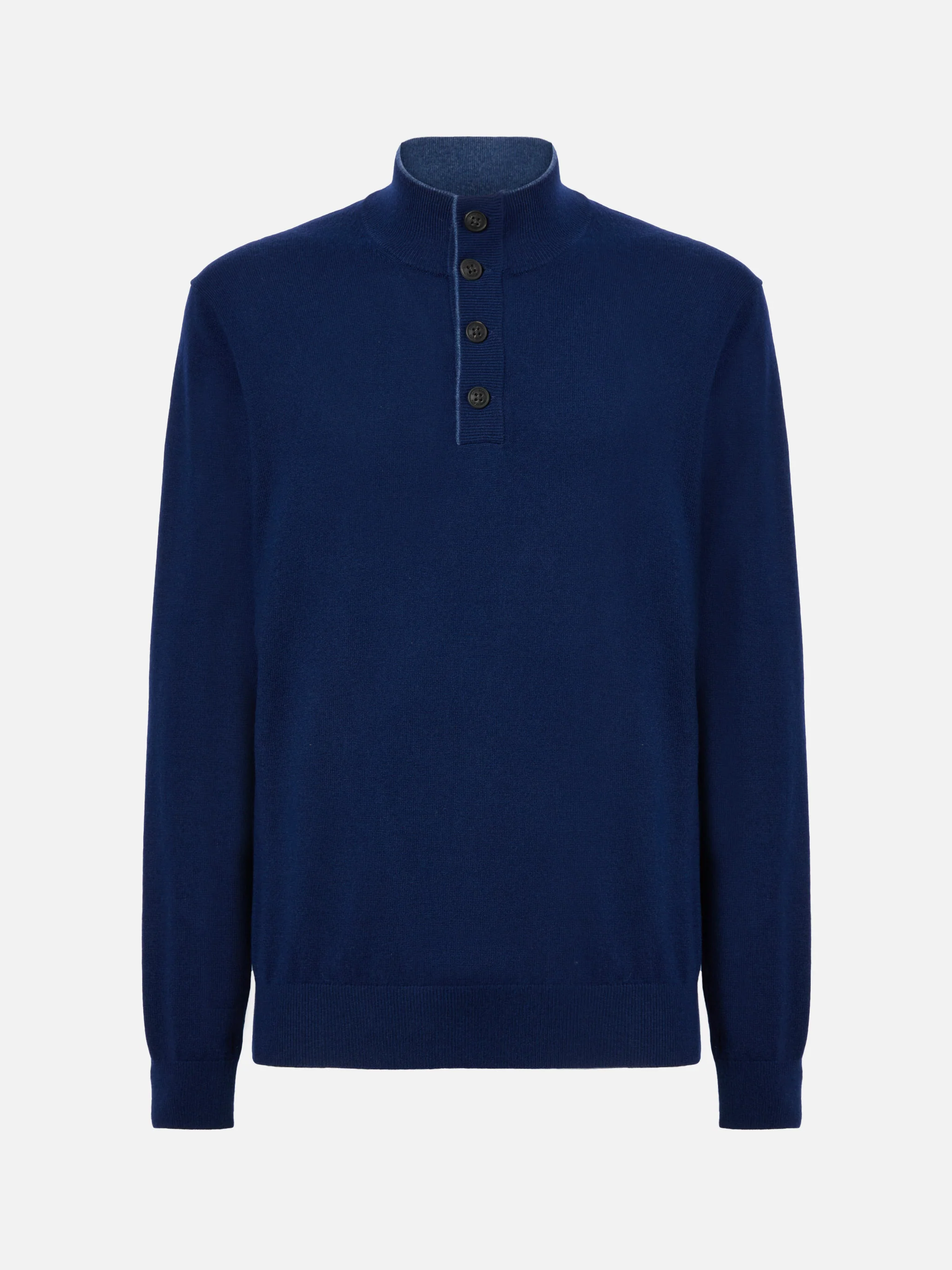 Maglione mezzocollo con zip in lana merino e cashmere blu navy - Image 5