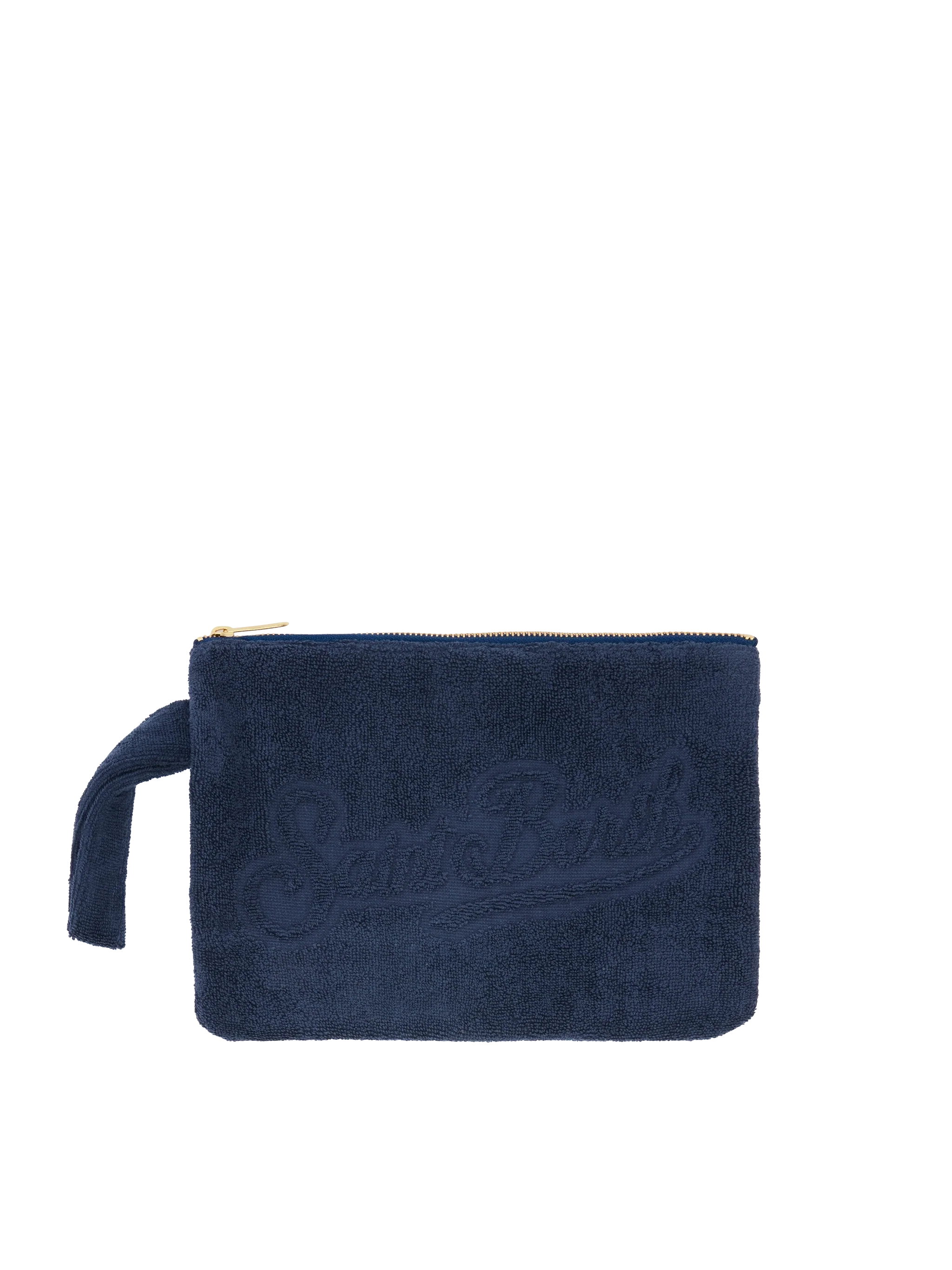 Pochette Pareasy blu navy con logo Saint Barth in jacquard