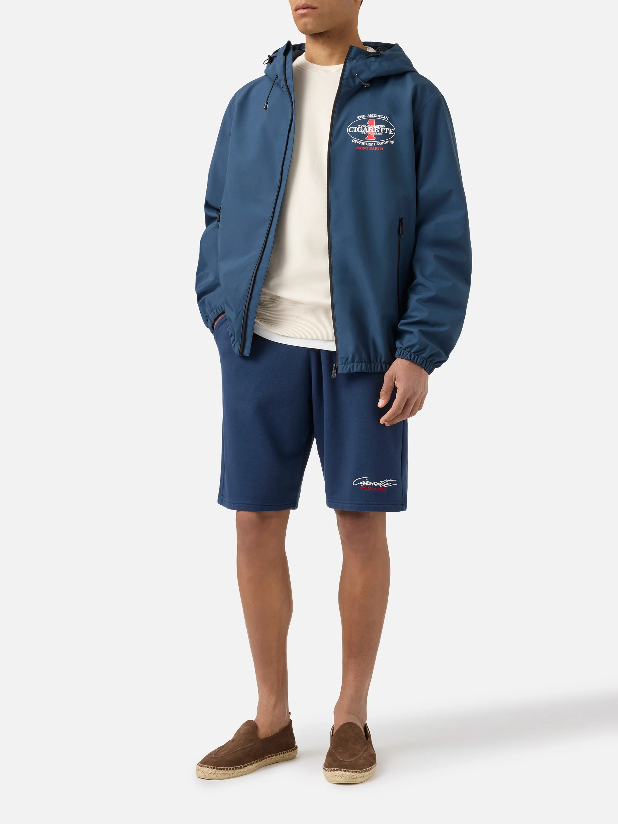 Giacca Pilot blu navy in tessuto tecnico con stampa Cigarette | Special Edition - Image 2