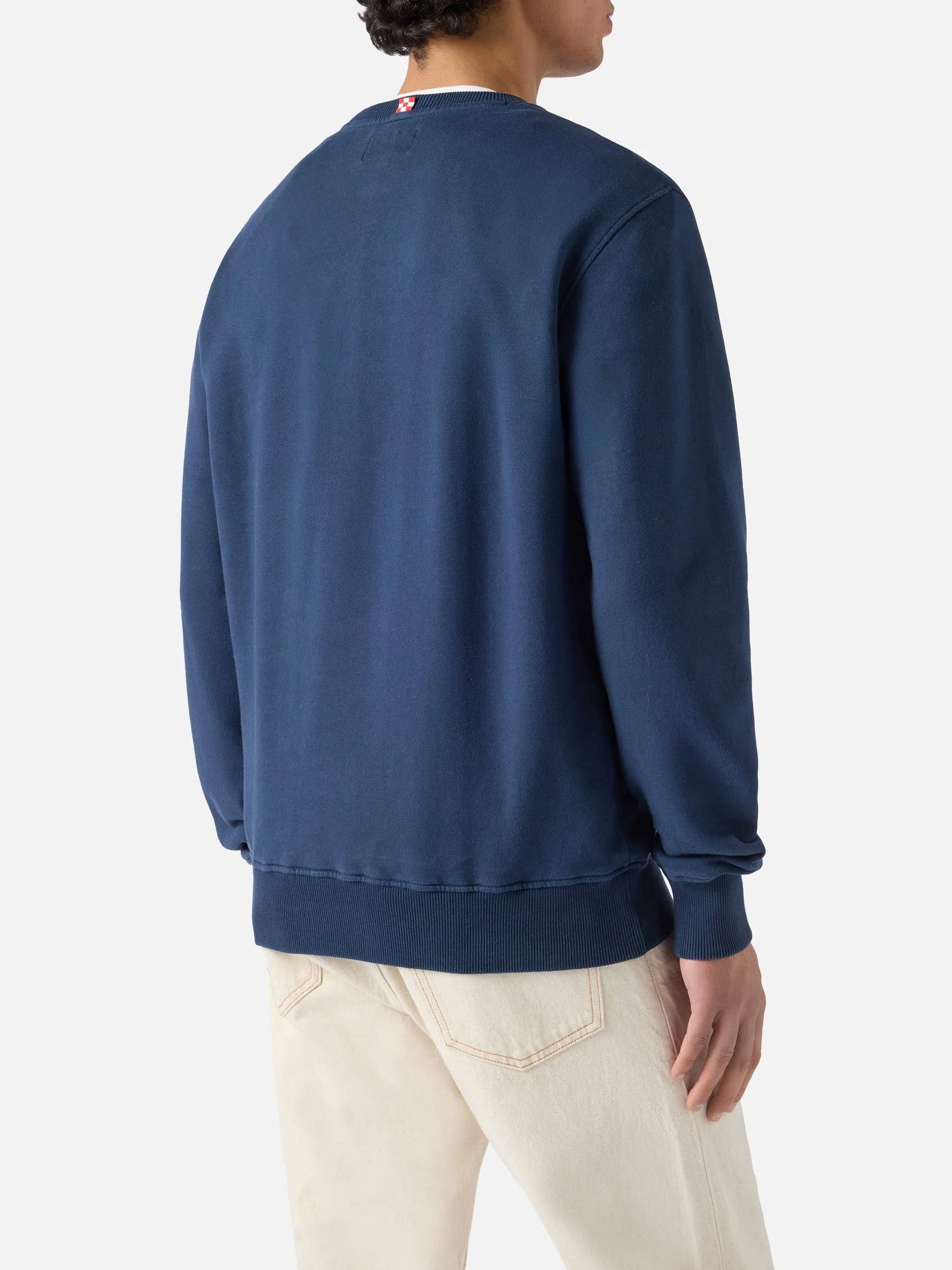 Felpa Ponza in cotone blu navy con logo Sport Club effetto spugna - Image 3