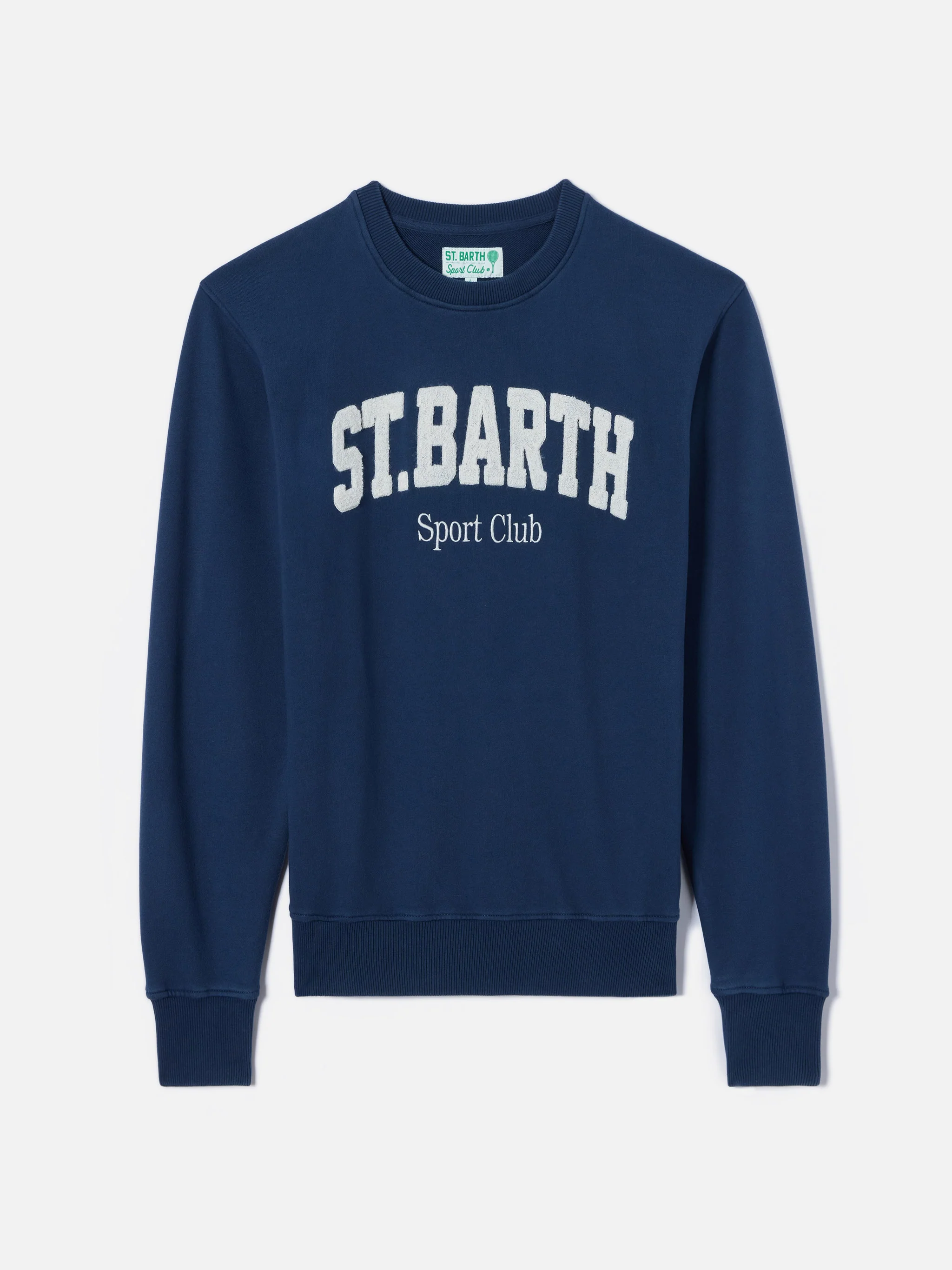 Felpa Ponza in cotone blu navy con logo Sport Club effetto spugna - Image 4