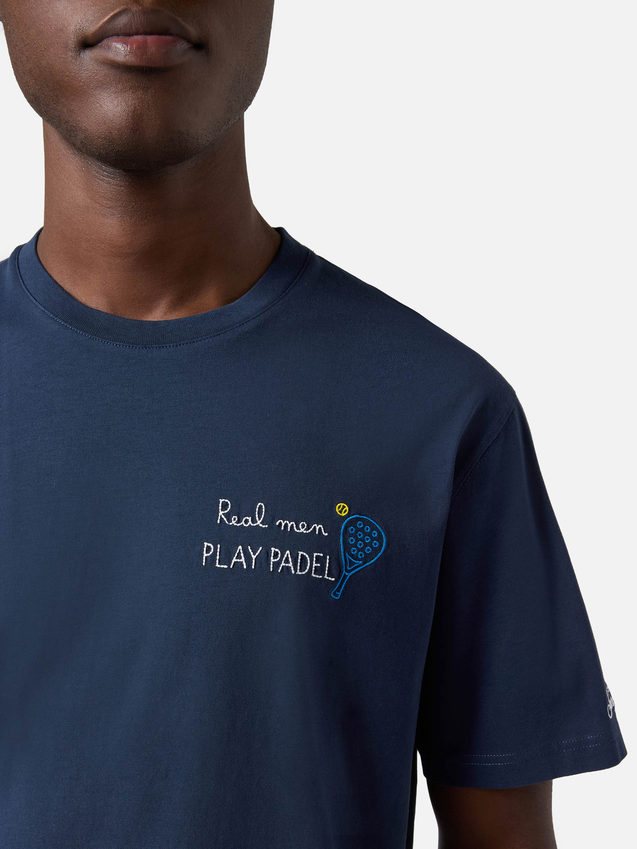 T-shirt Portofino blu con ricamo Real Men Play Padel - Image 2