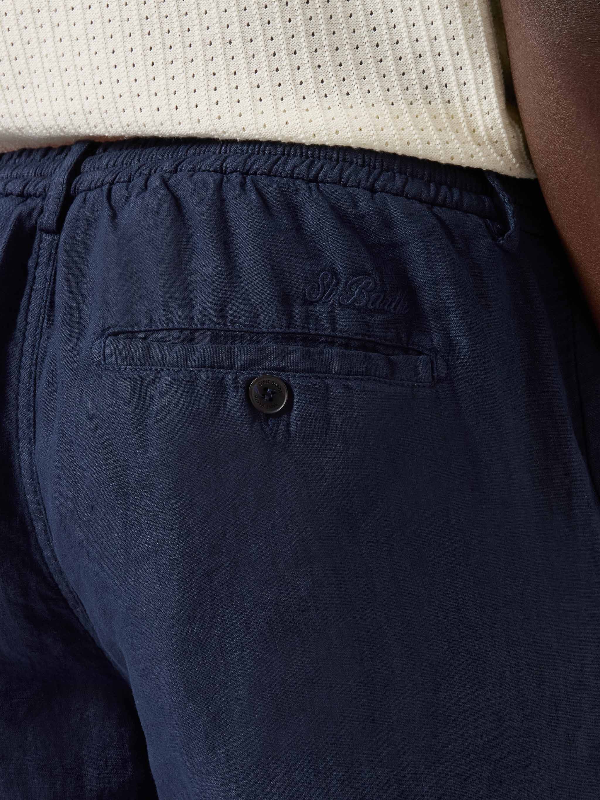 Bermuda Sebastian in puro lino blu navy - Image 3