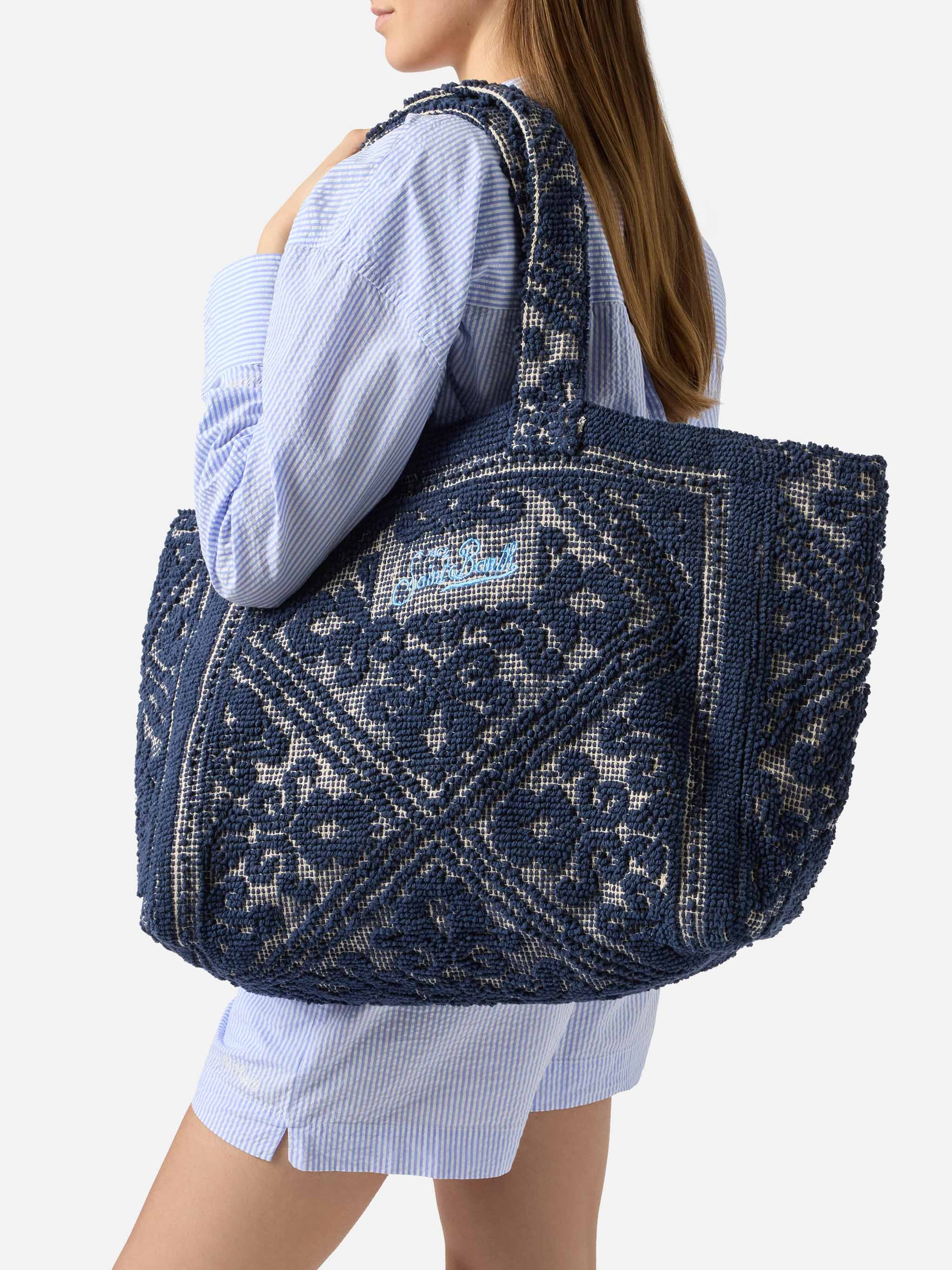 Tufting Cotton Tote Bag blu navy - Image 2