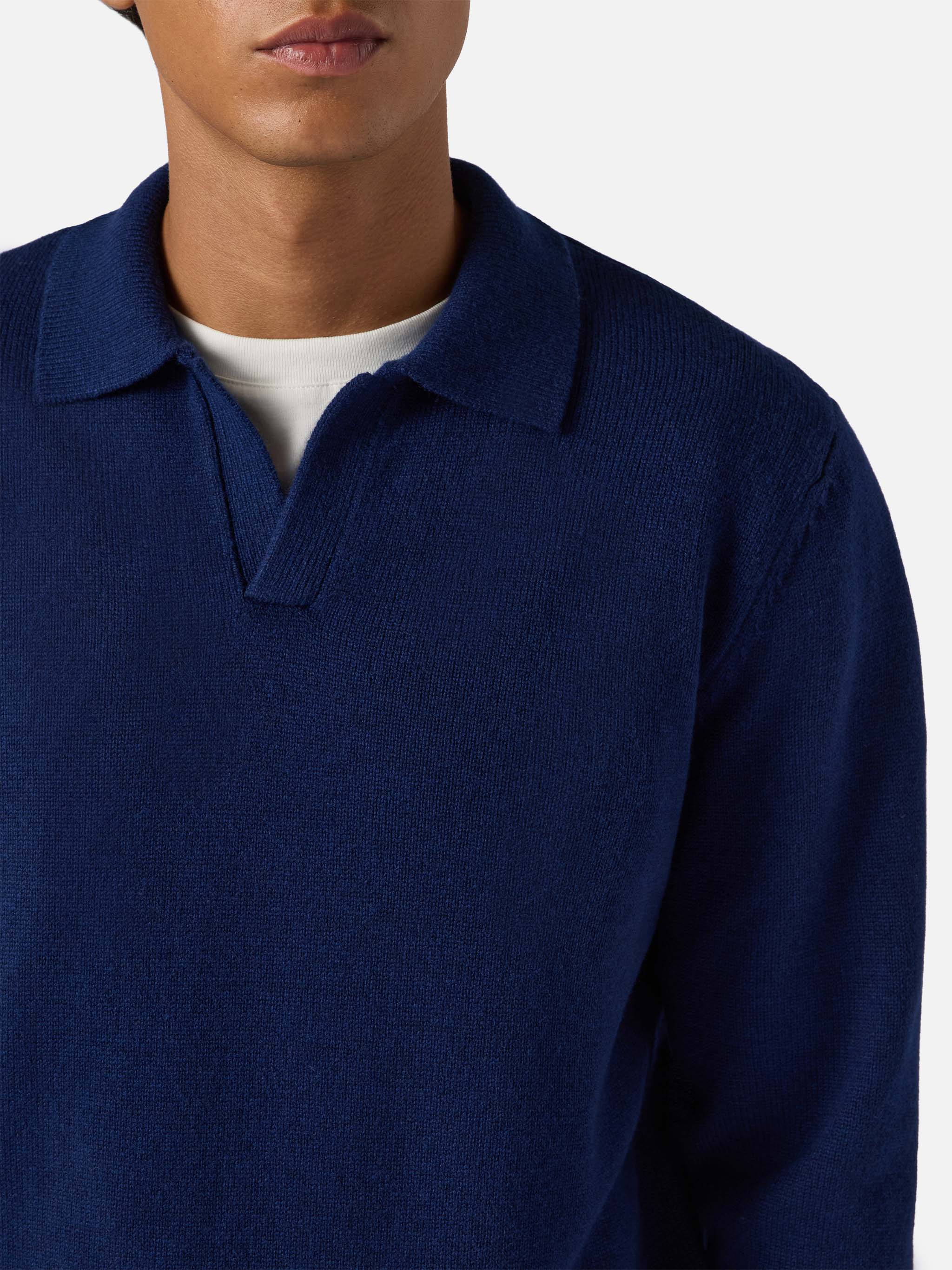 Polo in maglia Covent in pura lana blu navy - Image 2