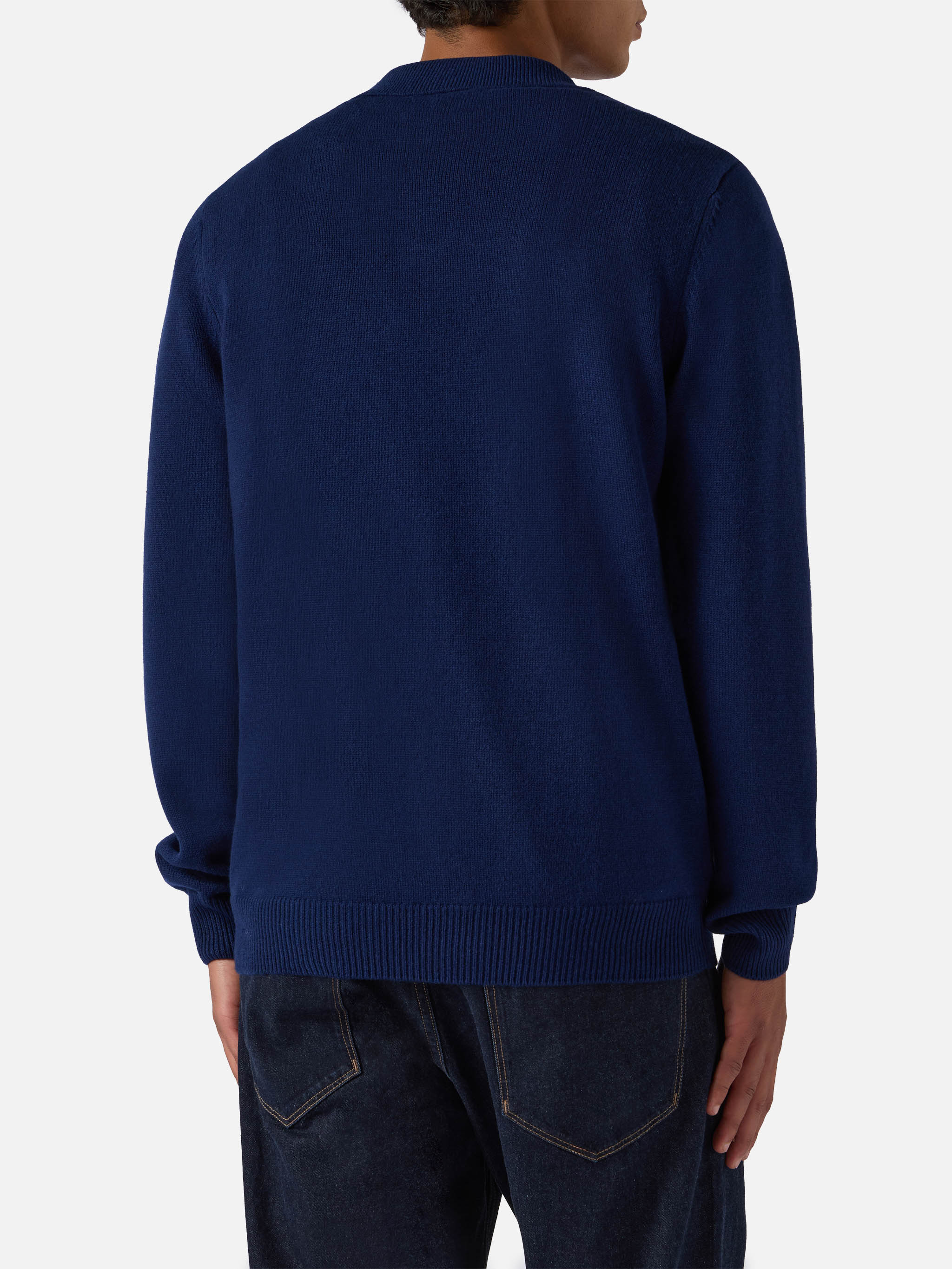 Polo in maglia Covent in pura lana blu navy - Image 4