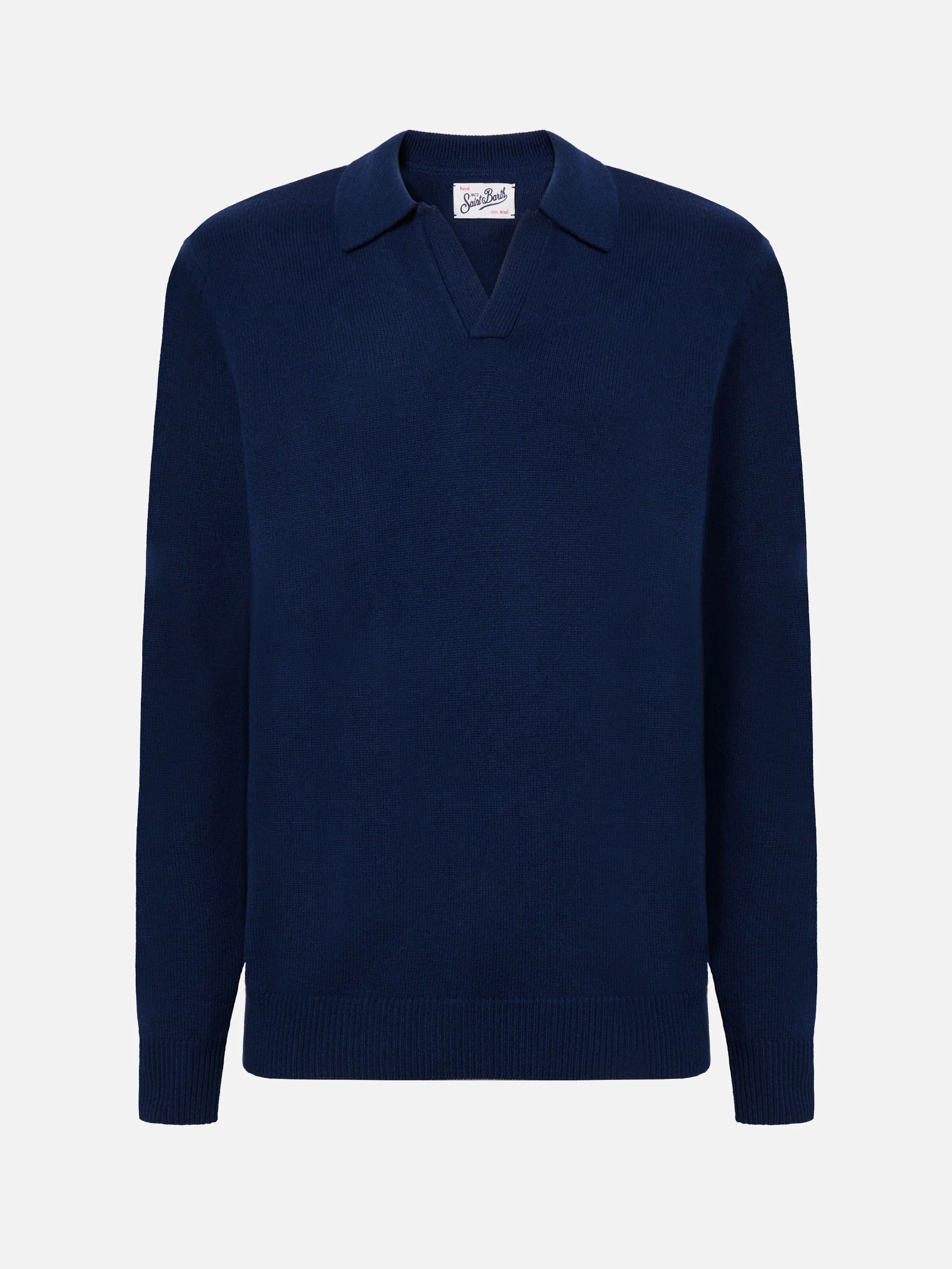 Polo in maglia Covent in pura lana blu navy - Image 5