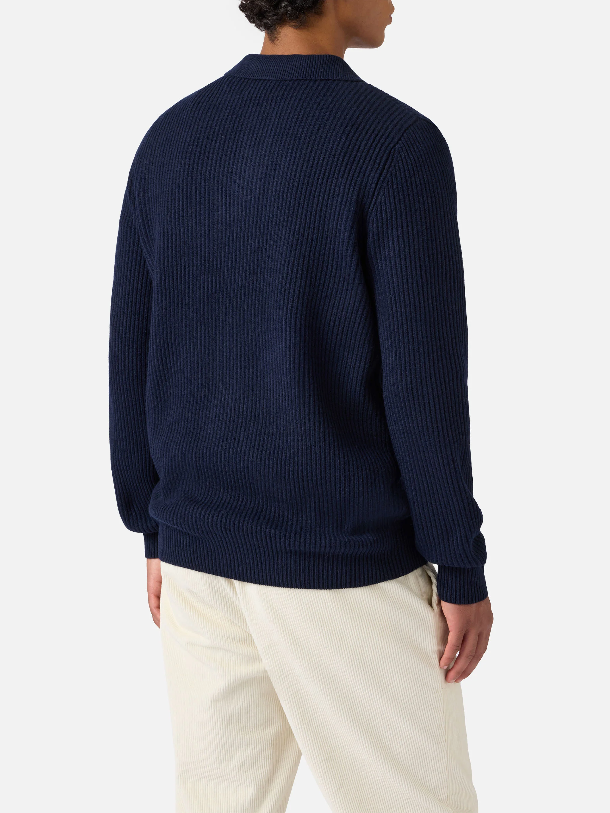 Polo in maglia Downing in pura lana blu notte - Image 3