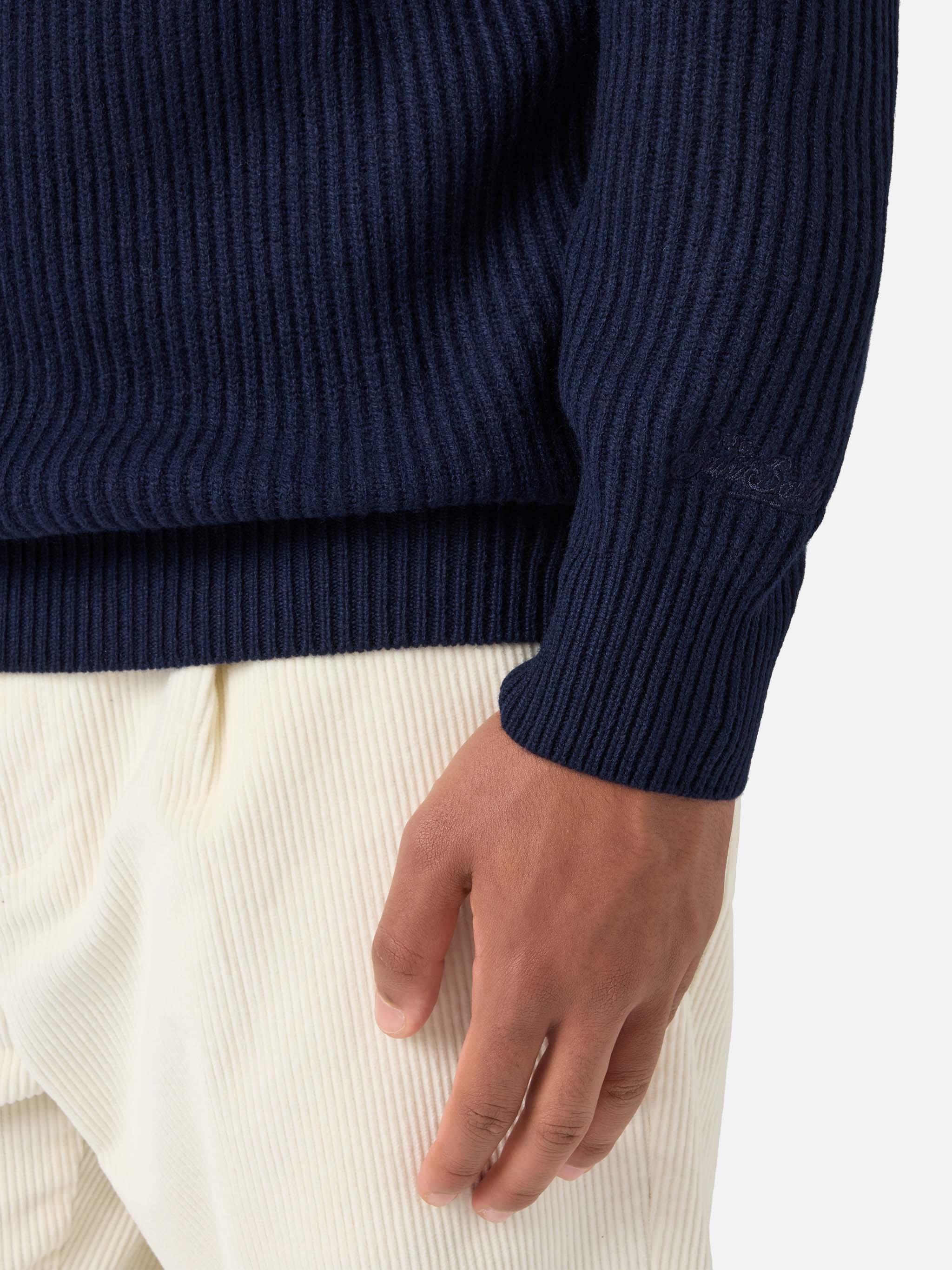 Polo in maglia Downing in pura lana blu notte - Image 4
