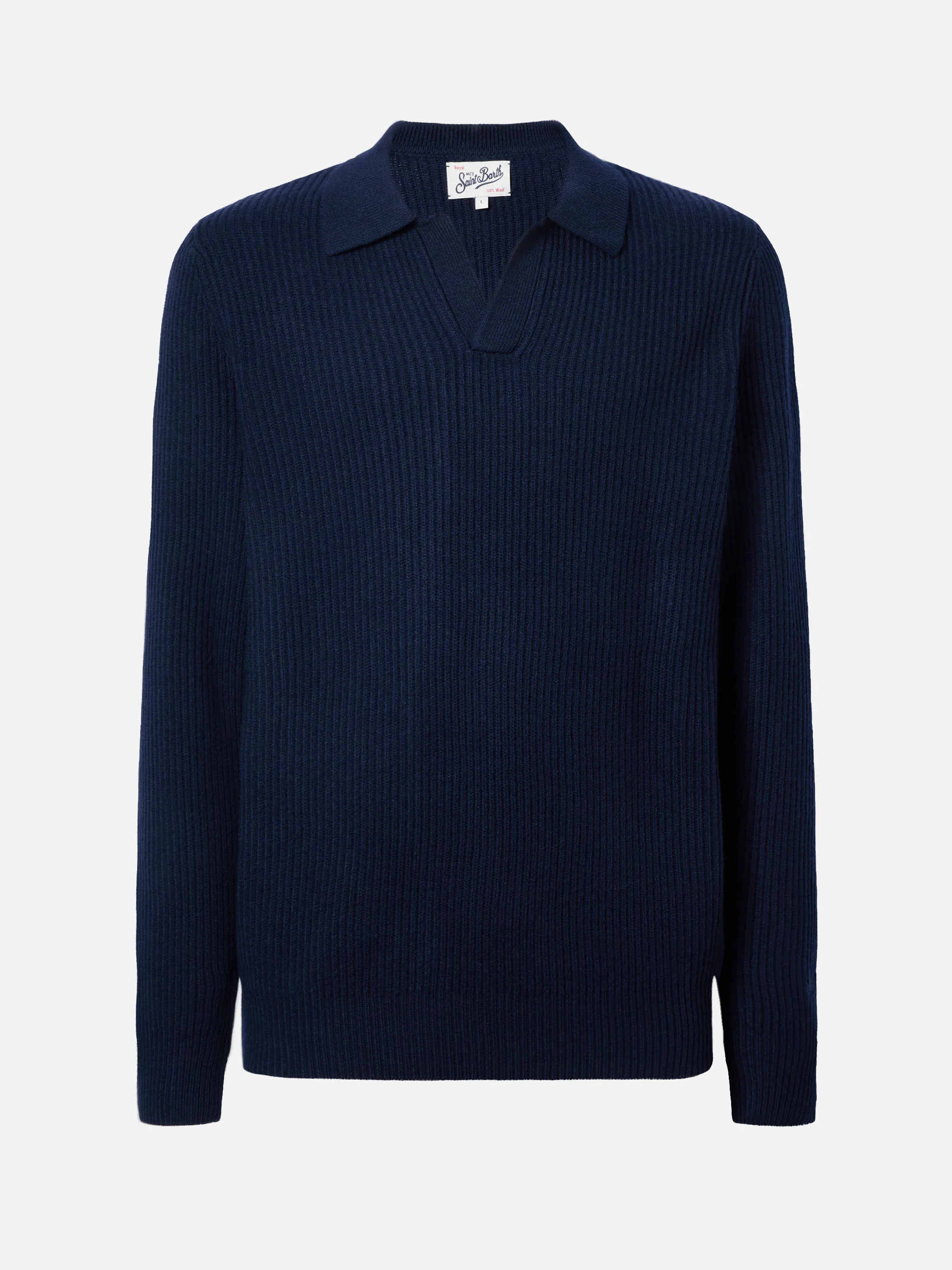 Polo in maglia Downing in pura lana blu notte - Image 5