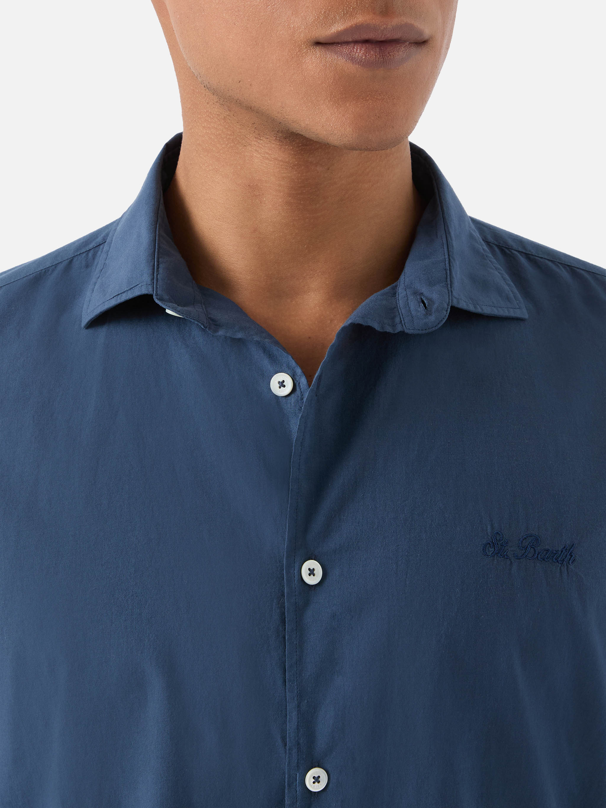 Camicia Chemise Ice in puro voile di cotone blu navy - Image 2