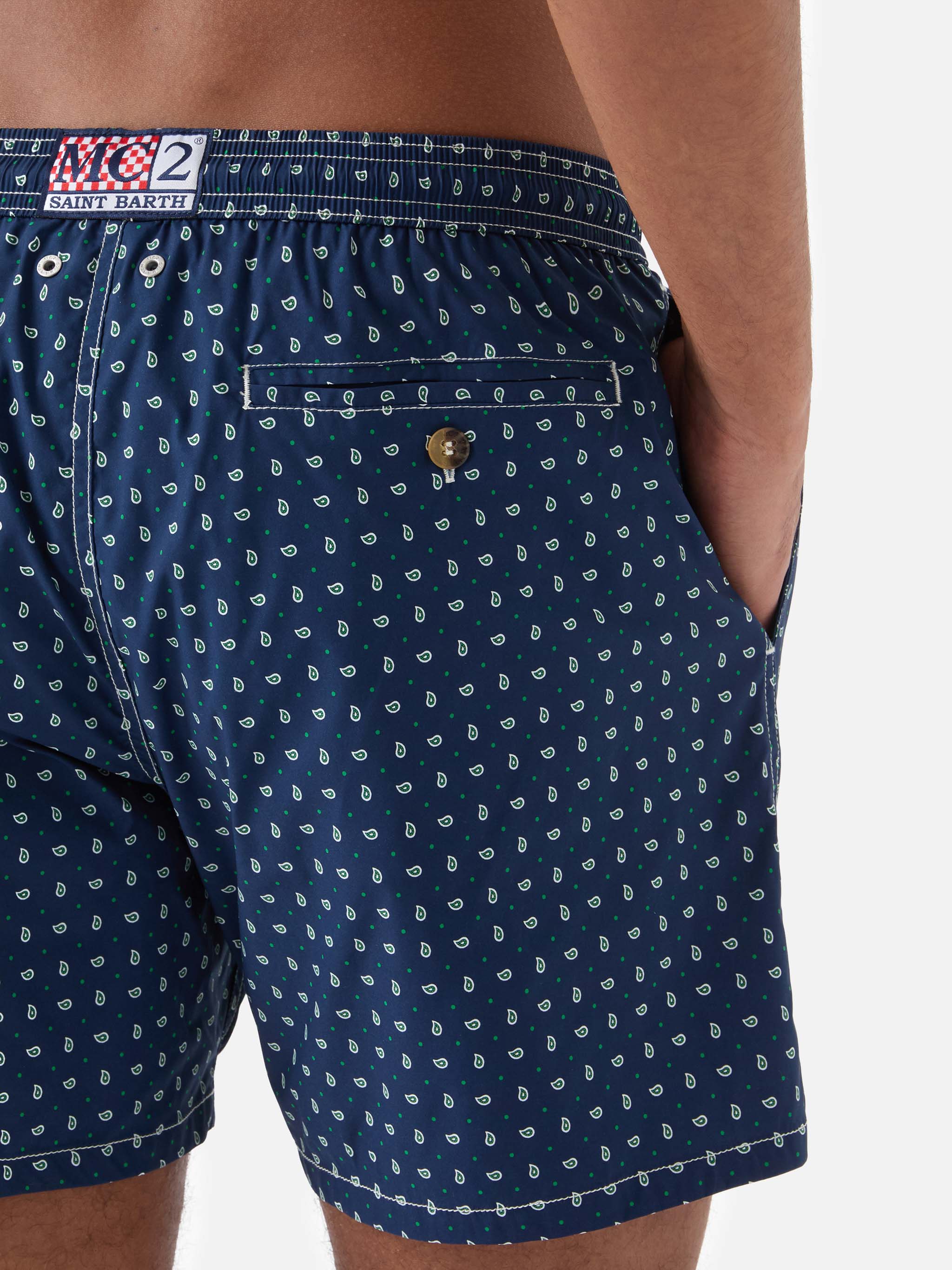 Costume mare Lighting Micro blu navy con stampa paisley all-over - Image 6
