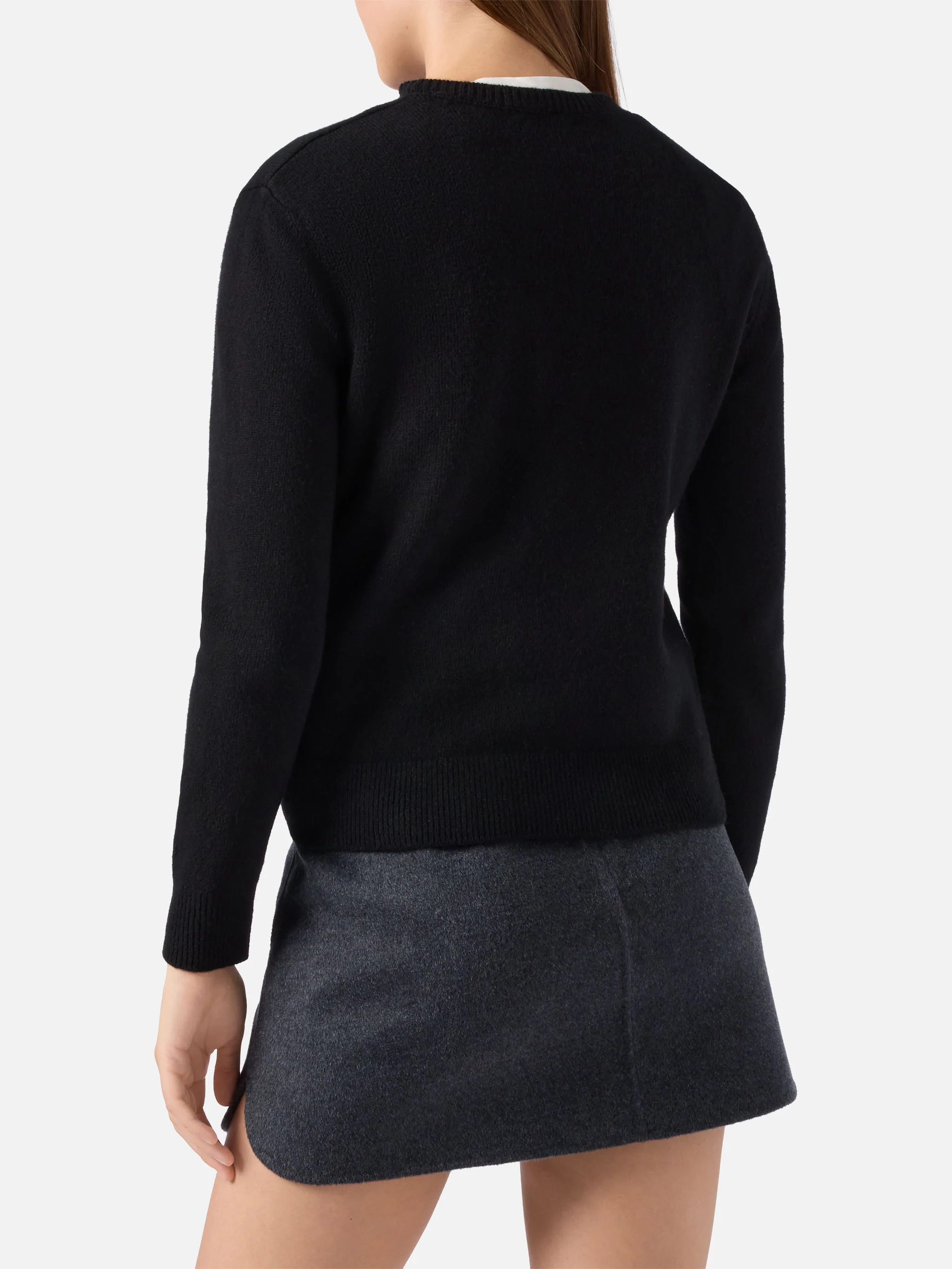 Maglione New Queen in misto cashmere nero con jacquard Adoro - Image 3