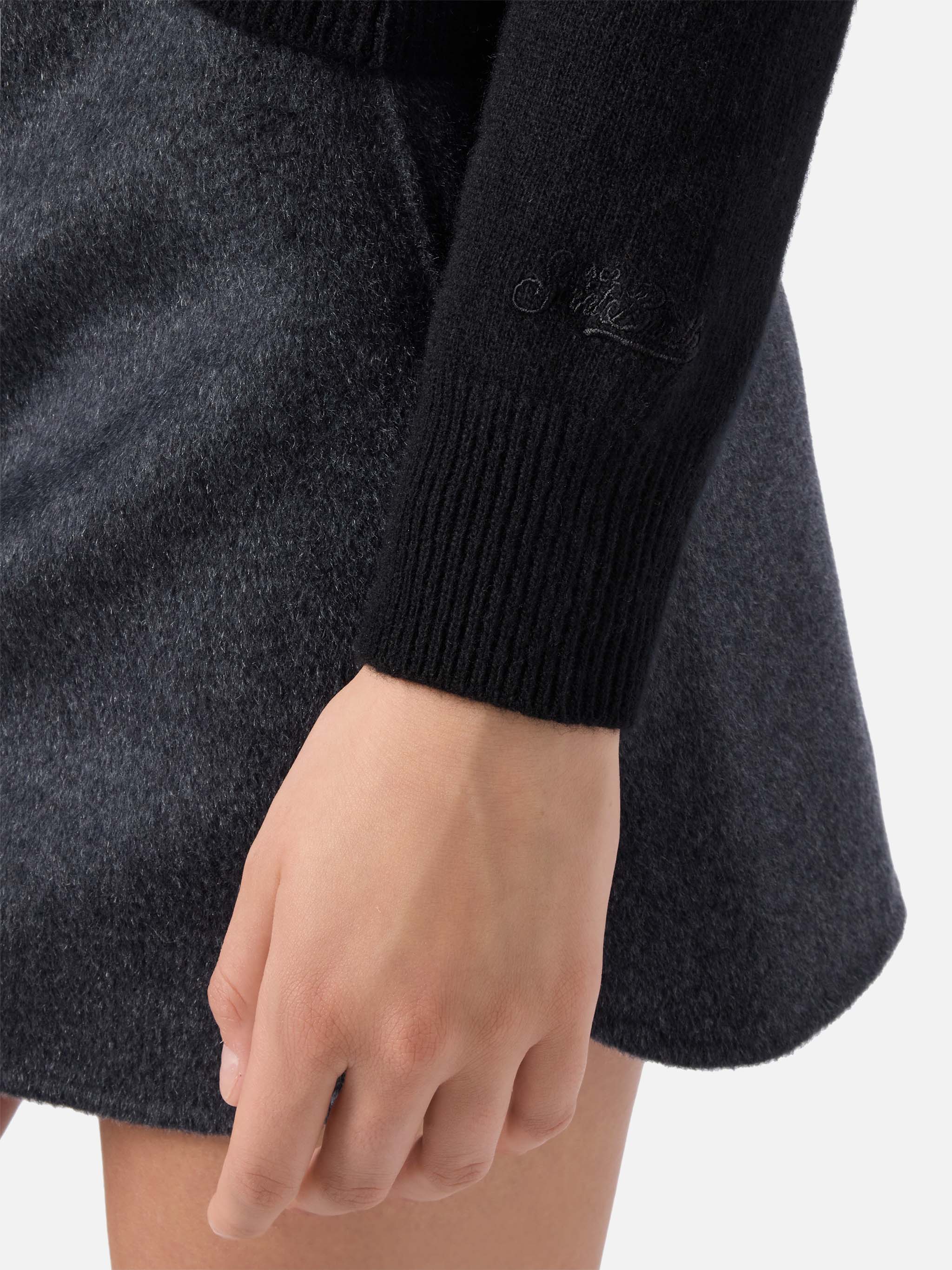 Maglione New Queen in misto cashmere nero con jacquard Adoro - Image 4
