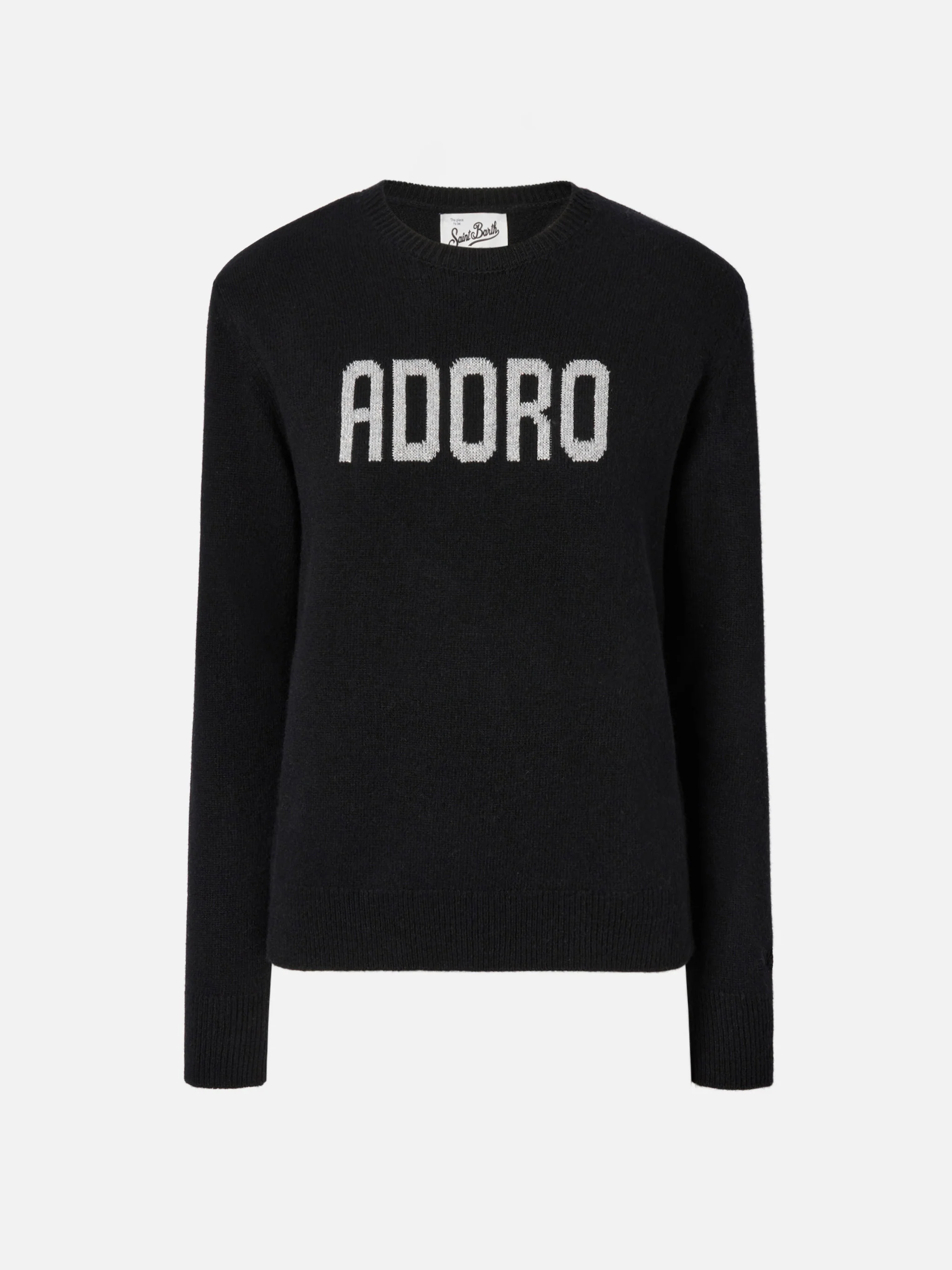 Maglione New Queen in misto cashmere nero con jacquard Adoro - Image 5