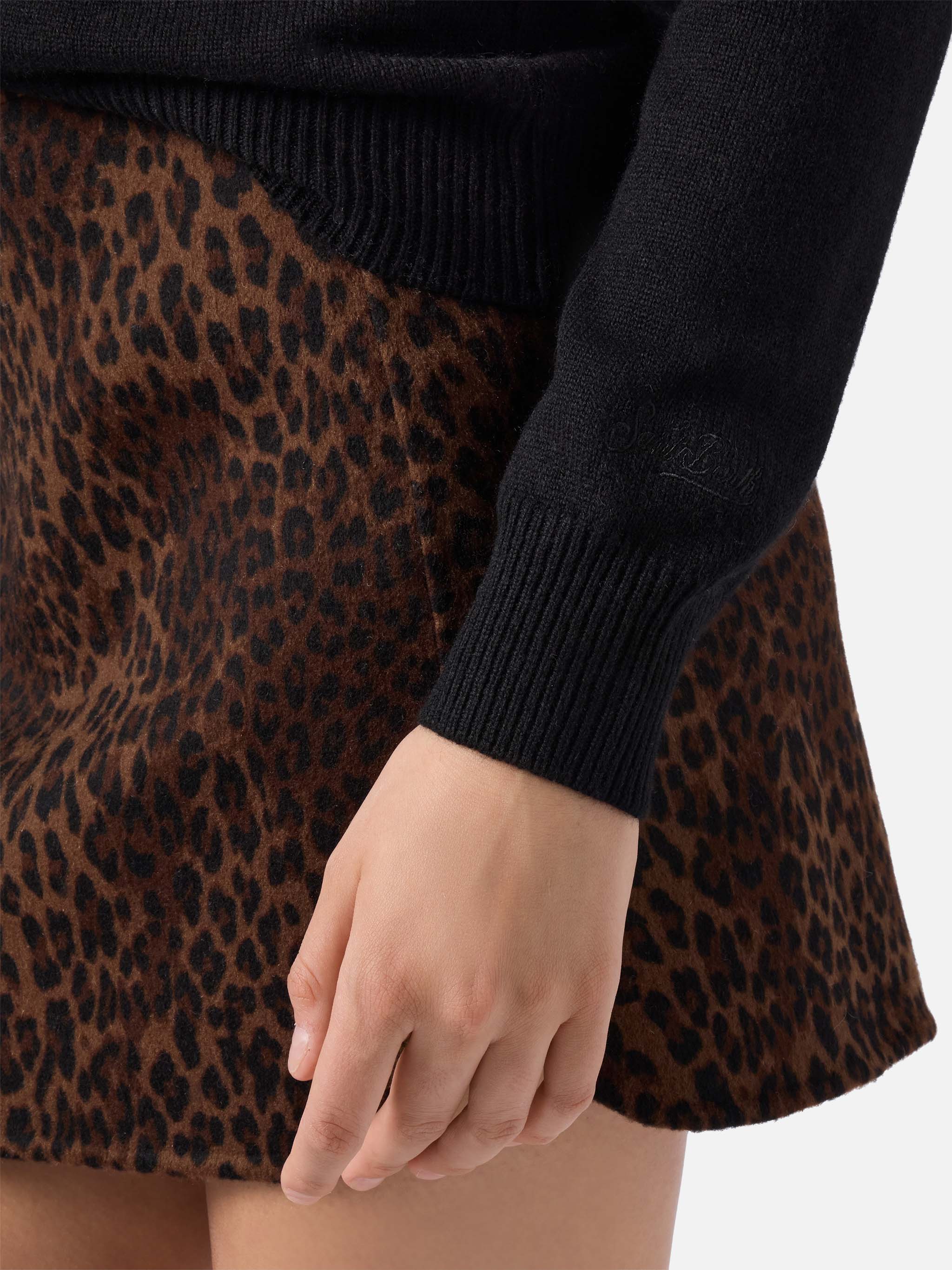 Maglione New Queen in misto cashmere nero con ricamo Bollicine e Pailettes - Image 3