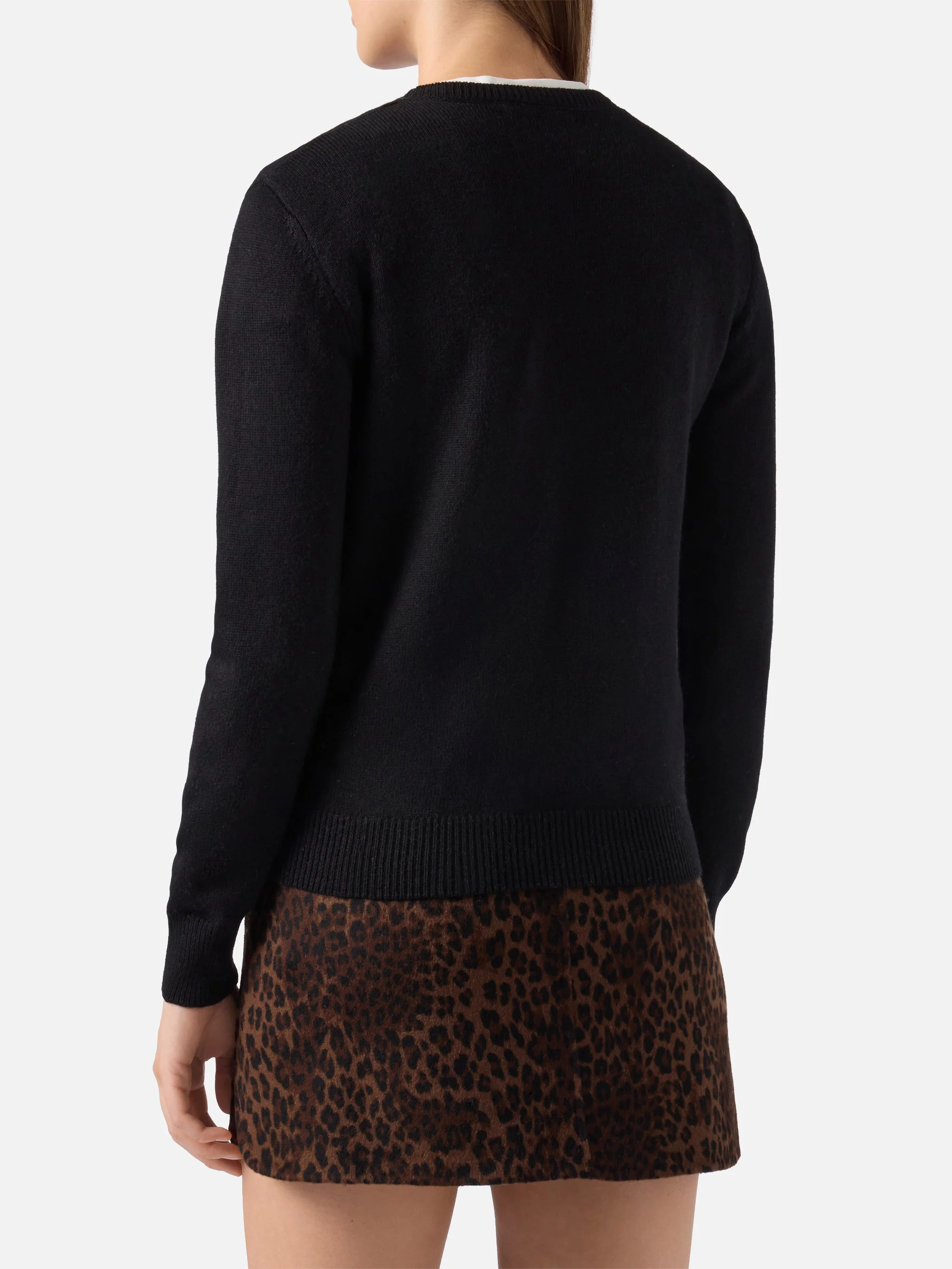 Maglione New Queen in misto cashmere nero con ricamo Bollicine e Pailettes - Image 4