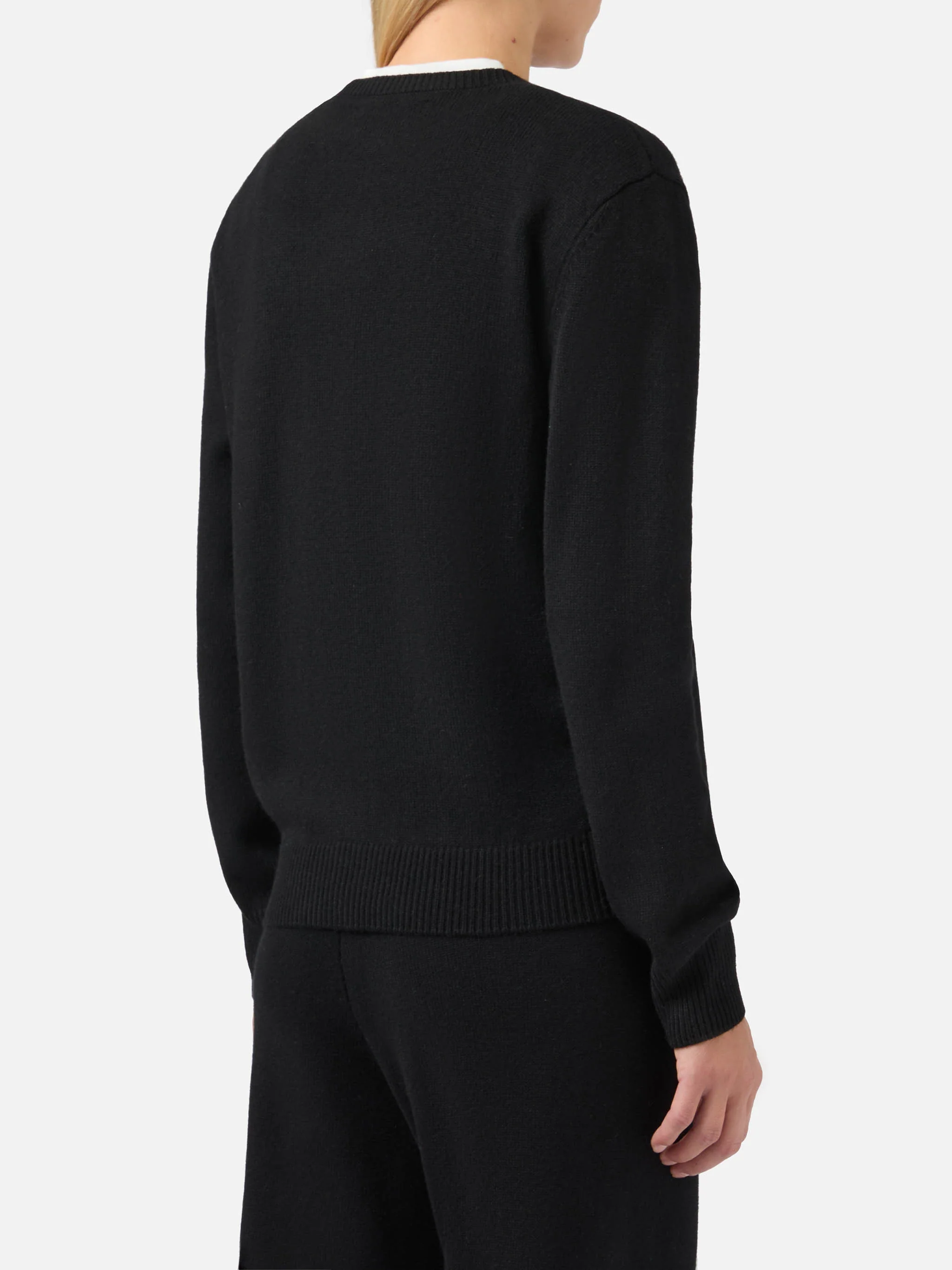 Maglione New Queen in misto cashmere nero con ricamo Bollicine, please - Image 3
