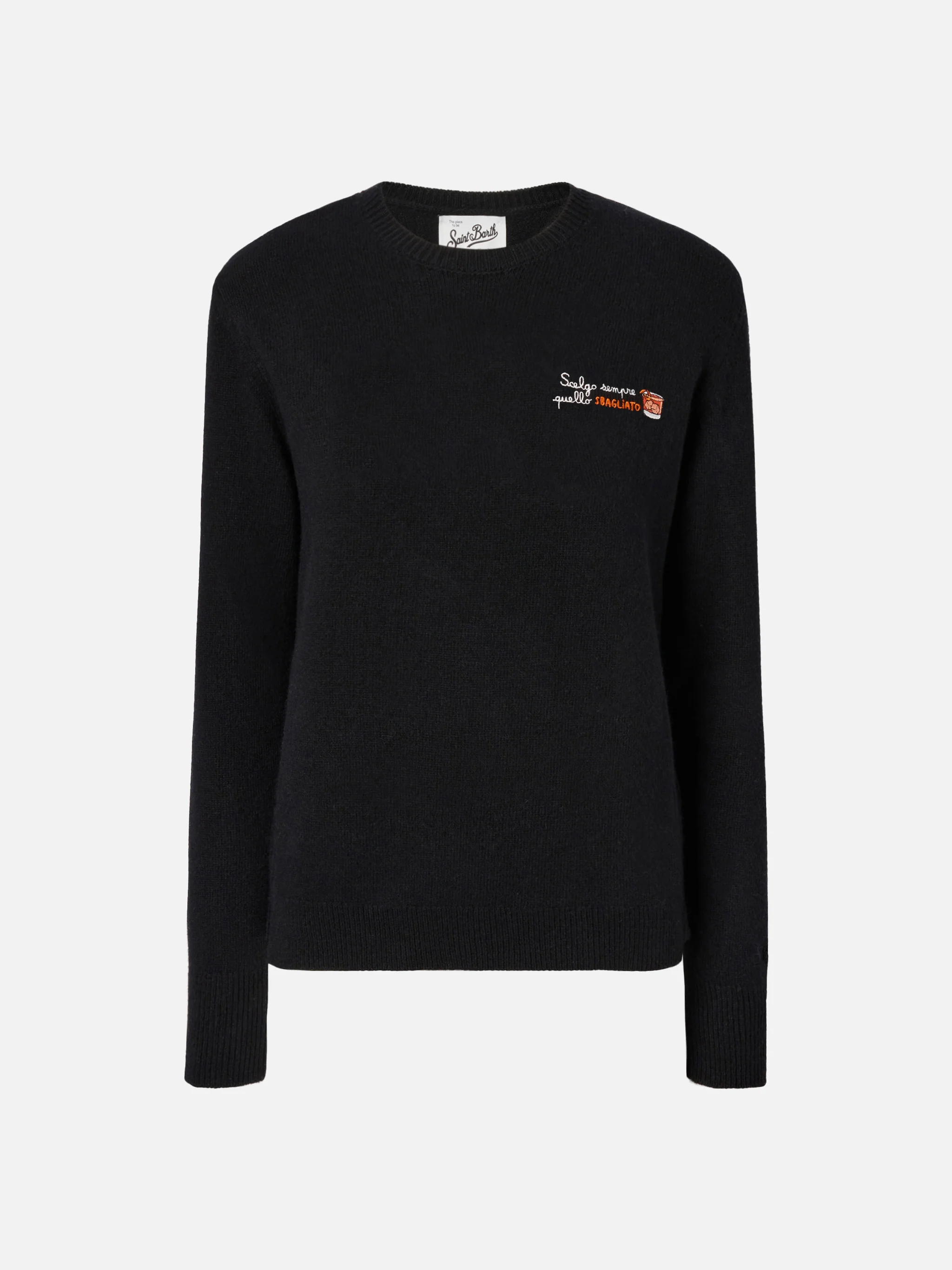 Maglione New Queen in misto cashmere nero con ricamo Scelgo sempre quello sbagliato - Image 5