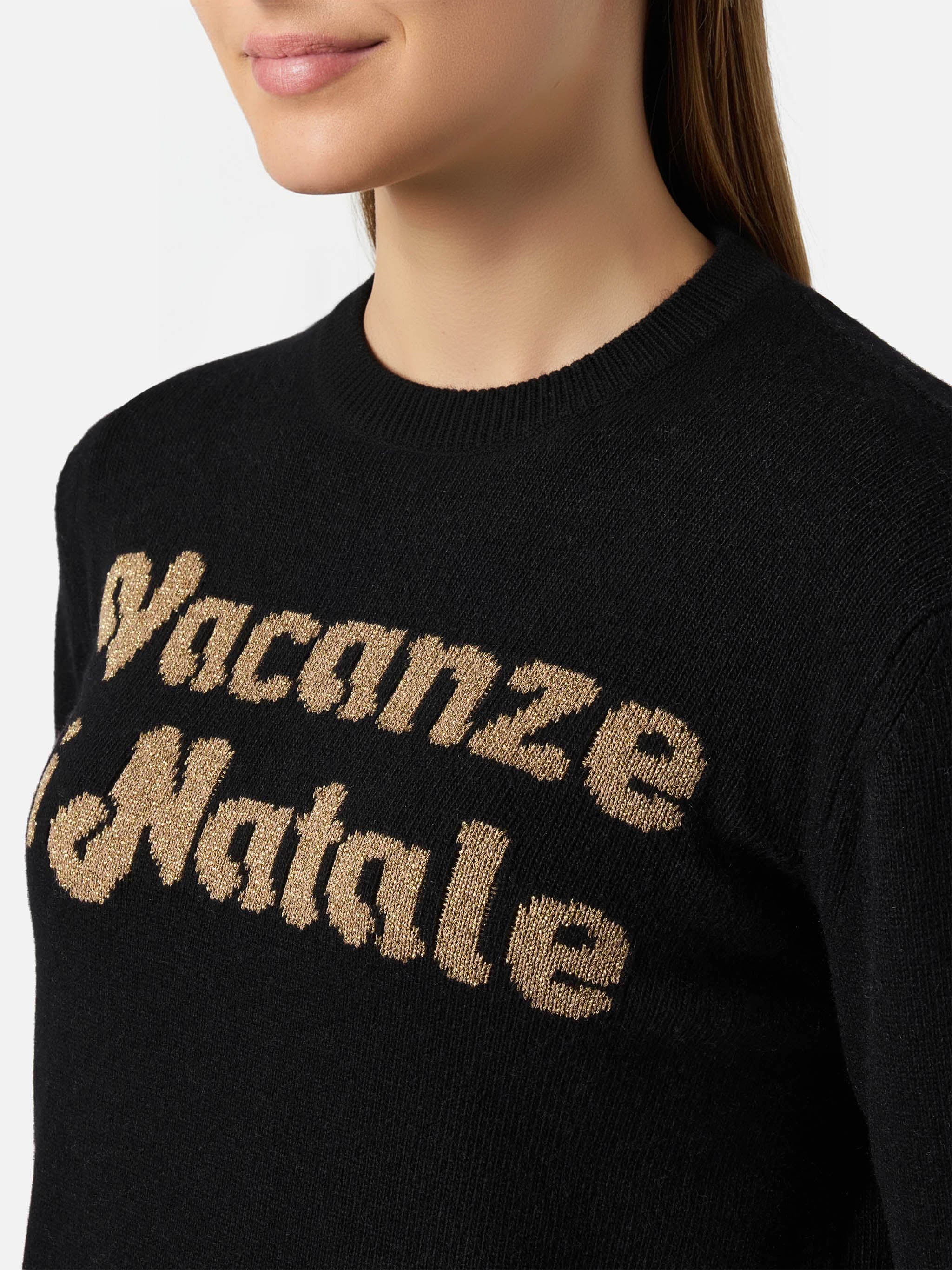 Girocollo New Queen in misto cashmere con jacquard Vacanze di Natale | VACANZE DI NATALE SPECIAL EDITION - Image 2
